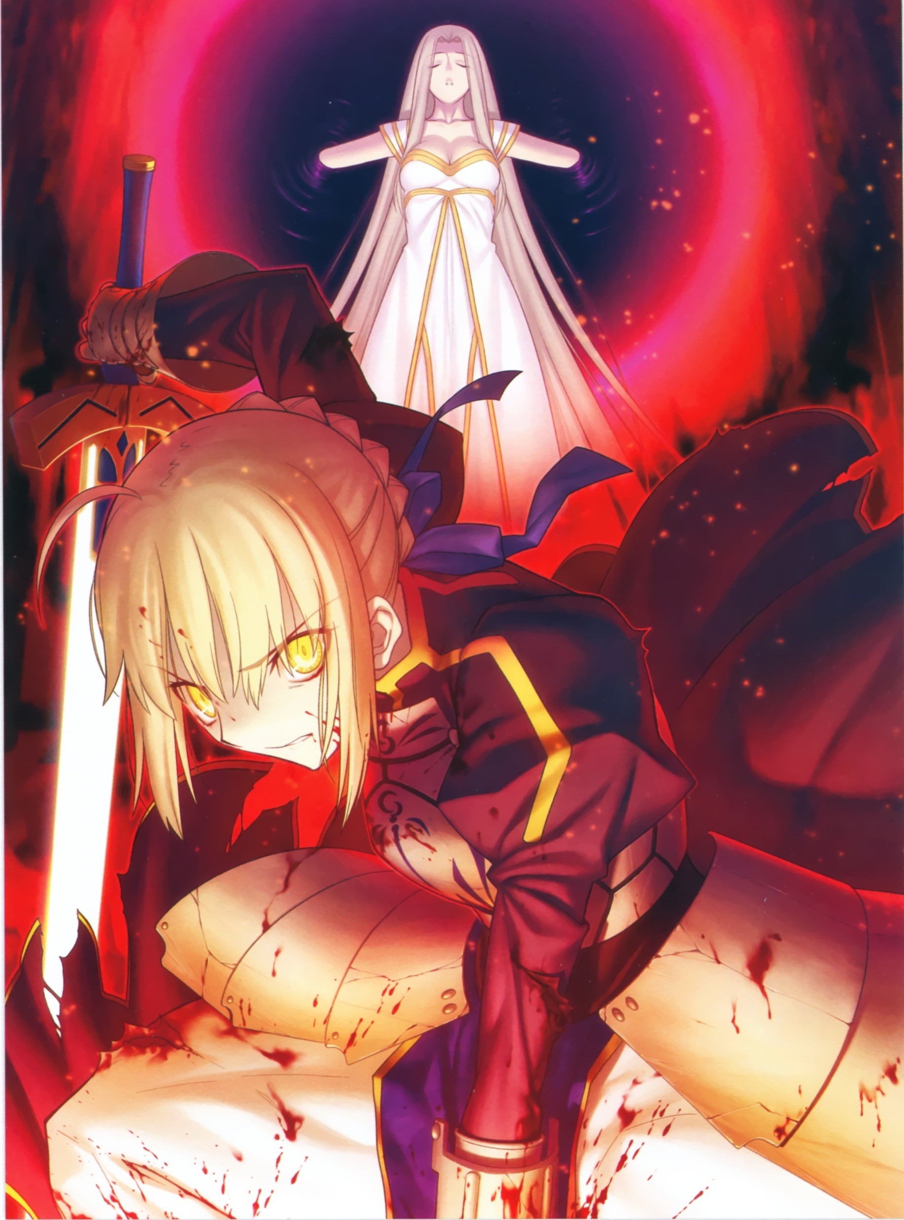 Wallpaper, illustration, anime girls, Saber, Fate Zero, Fate Series, Irisviel von Einzbern, Takeuchi Takashi, Type Moon 1833x2473