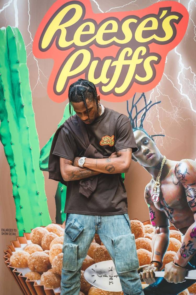 Travis Scott Entertains The Masses At His Reese's Puffs Pop Up In Paris. Travis Scott Wallpaper, Travis Scott Art, Travis Scott Iphone Wallpaper