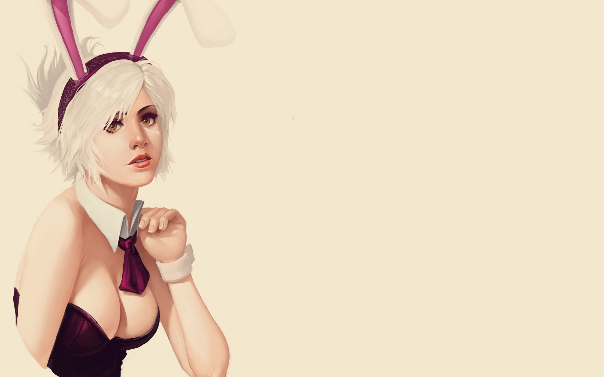 Wallpaper, anime girls, cartoon, clothing, bunny suit, hand, finger, costume 1920x1200