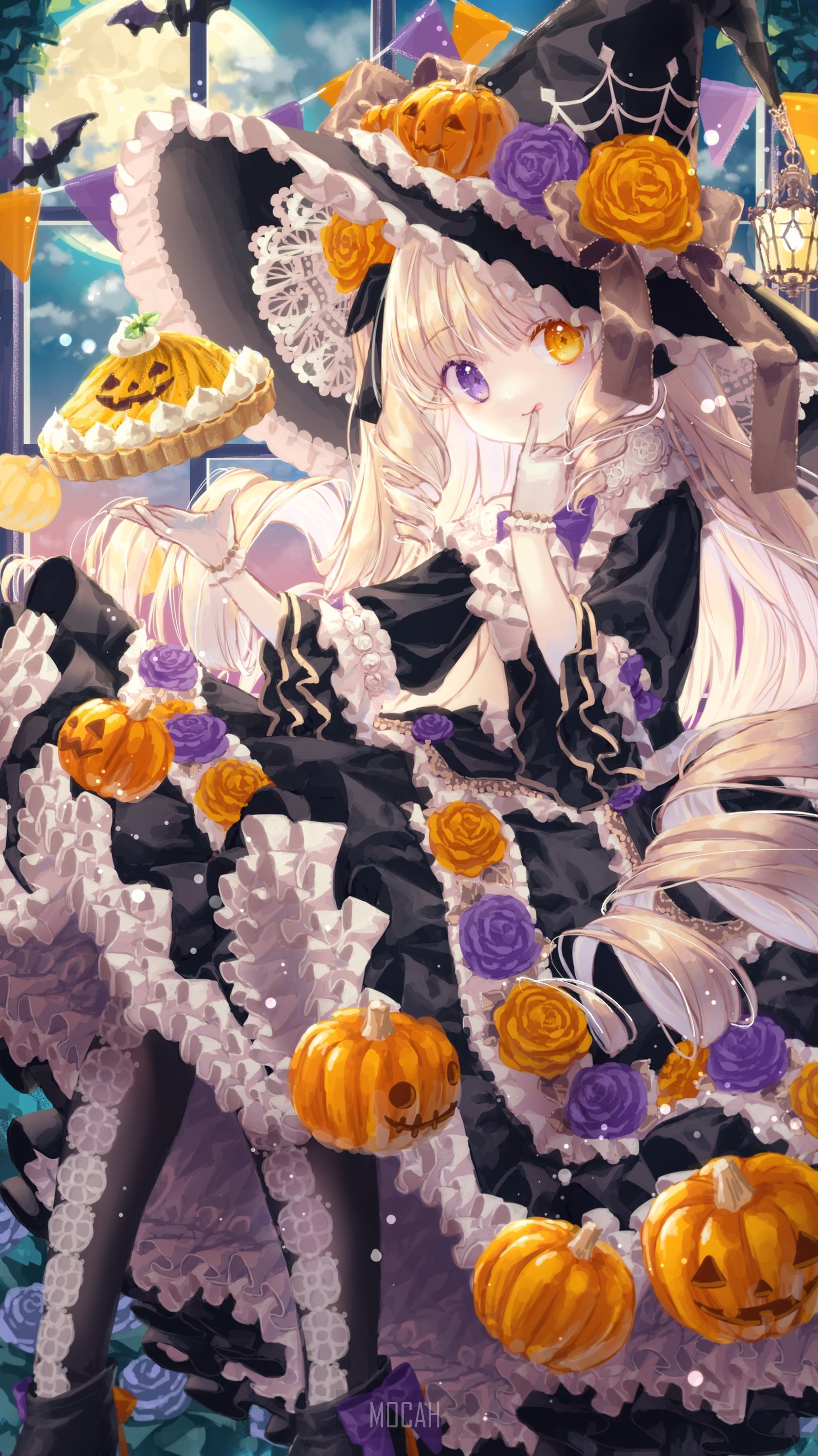anime, anime girl, Halloween, original character wallpaper free download, 1685x3000 HD Wallpaper