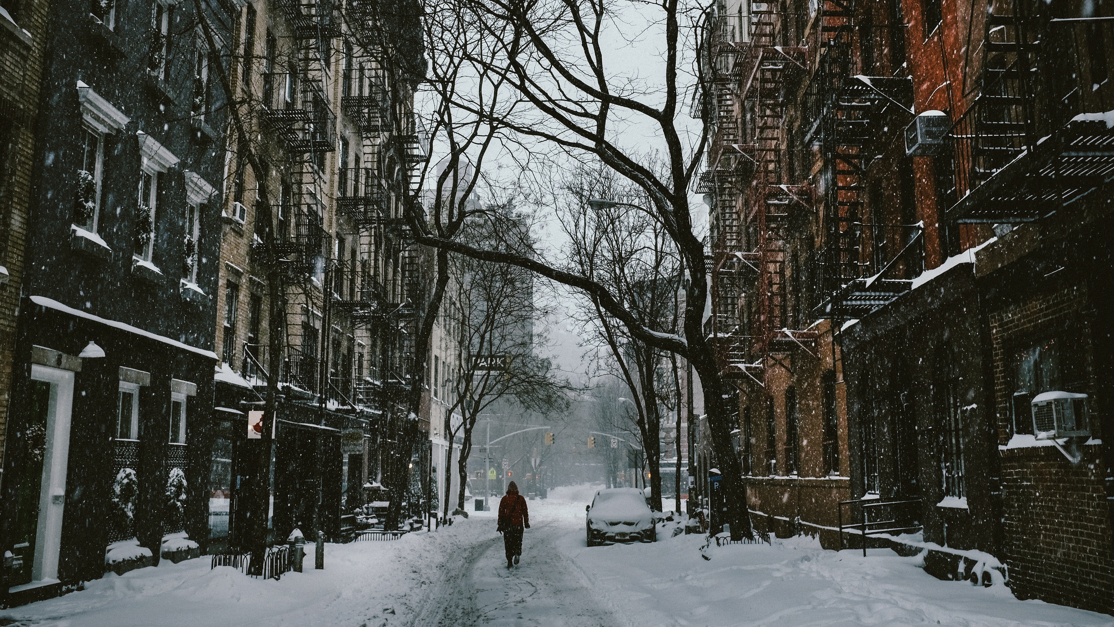 Wallpaper 4k city, house, winter, snow, street 4k Wallpaper