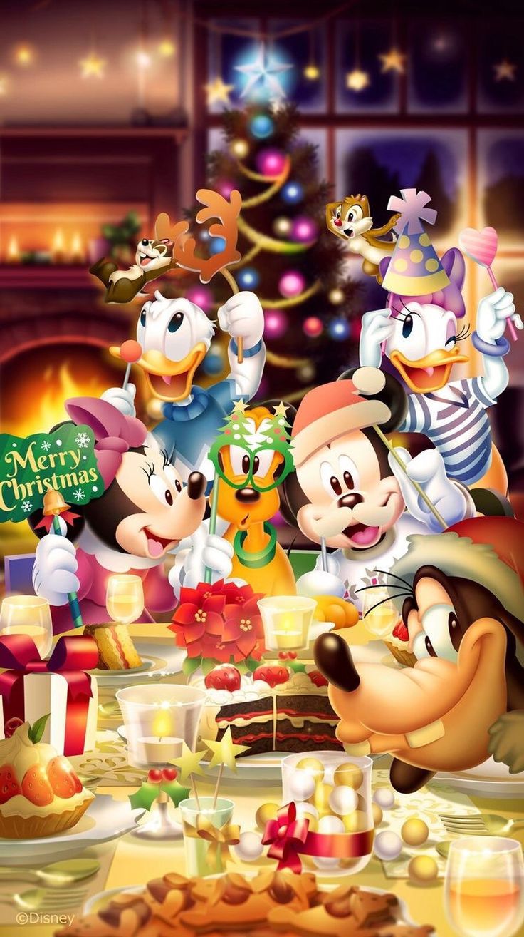 iPhone and Android Wallpaper: Mickey and Friends Christmas Wallpaper for iPhone and Android. Mickey mouse christmas, Disney holiday, Mickey christmas