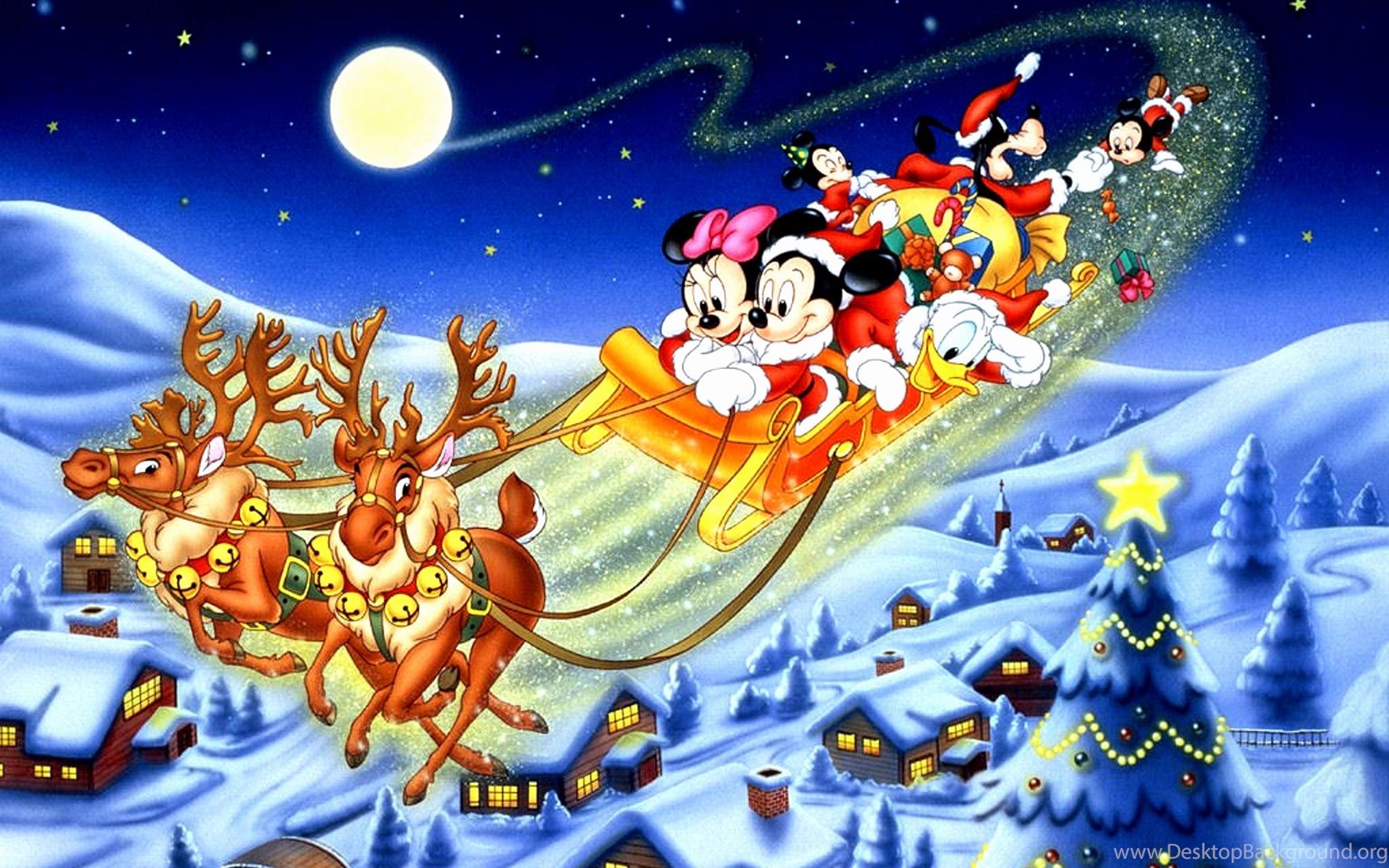 CHRISTMAS Holiday Disney Mickey Wallpaper Desktop Background