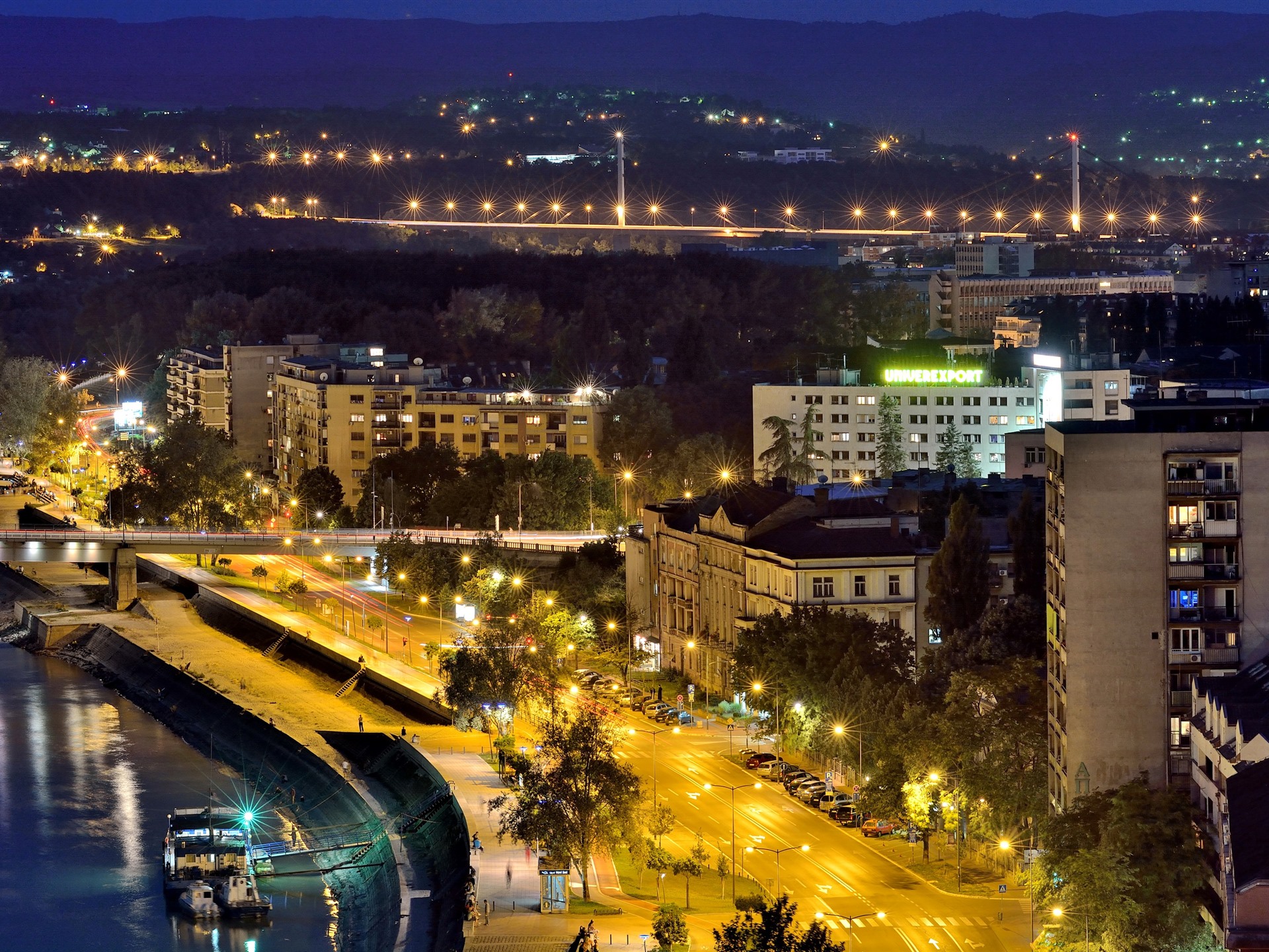 Wallpaper Serbia, Novi Sad, city, night, river, lights 2880x1800 HD Picture, Image