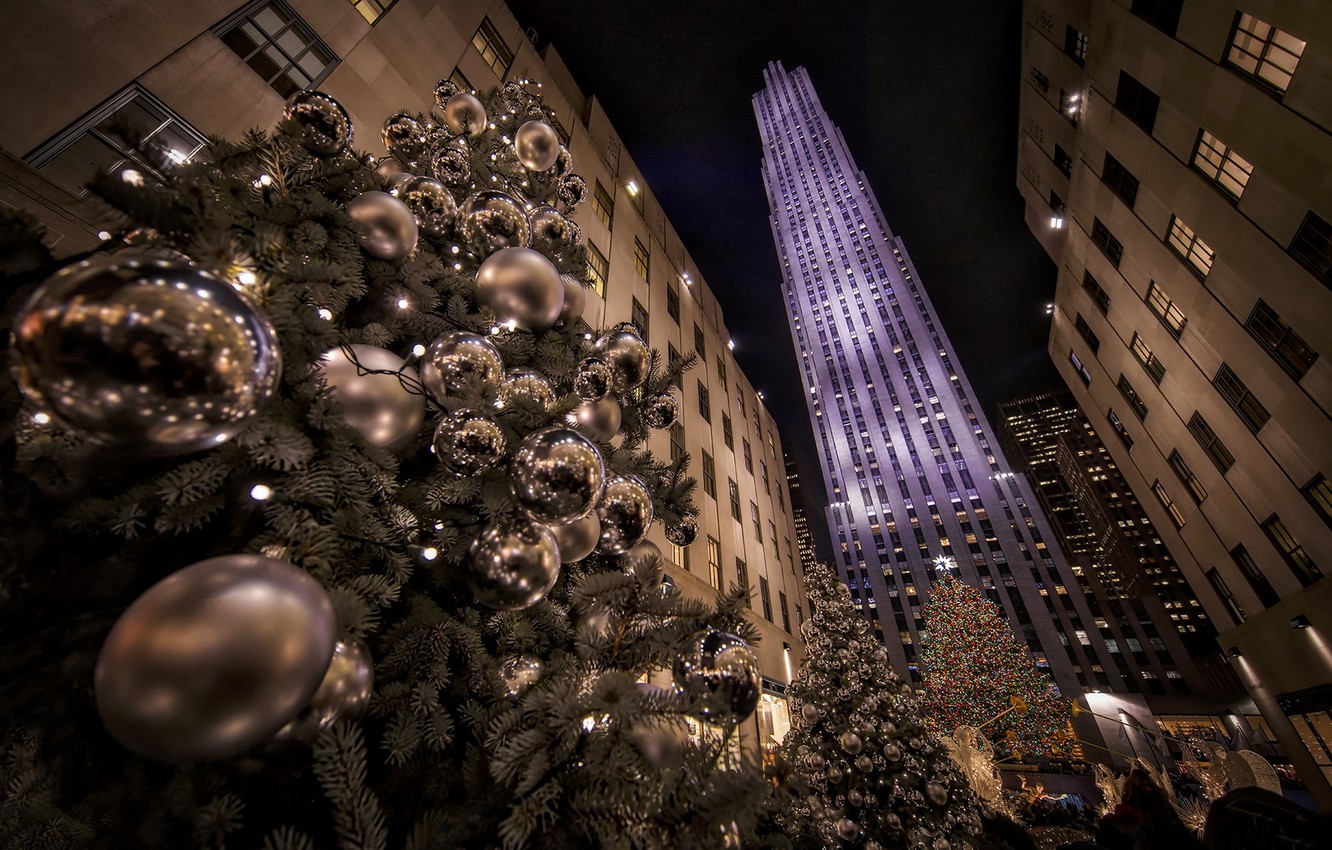 Wallpaper New York City, Rockefeller Center, Christmas Tree image for desktop, section праздники
