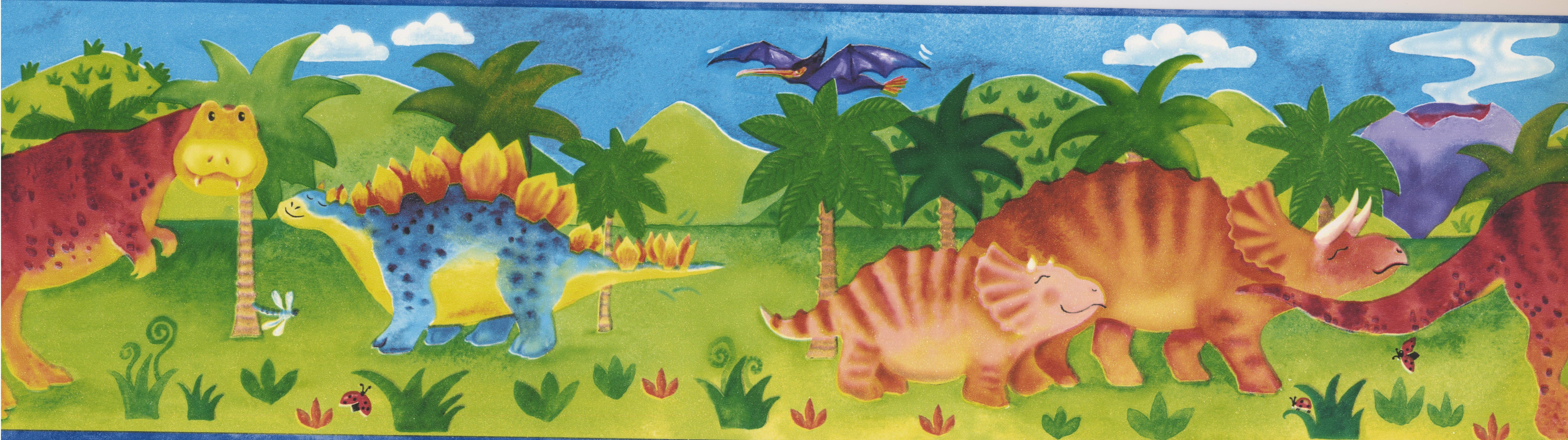 Zoomie Kids Alviva Kids Cartoon Dinosaur Baby 15' x 7'' Wallpaper Border