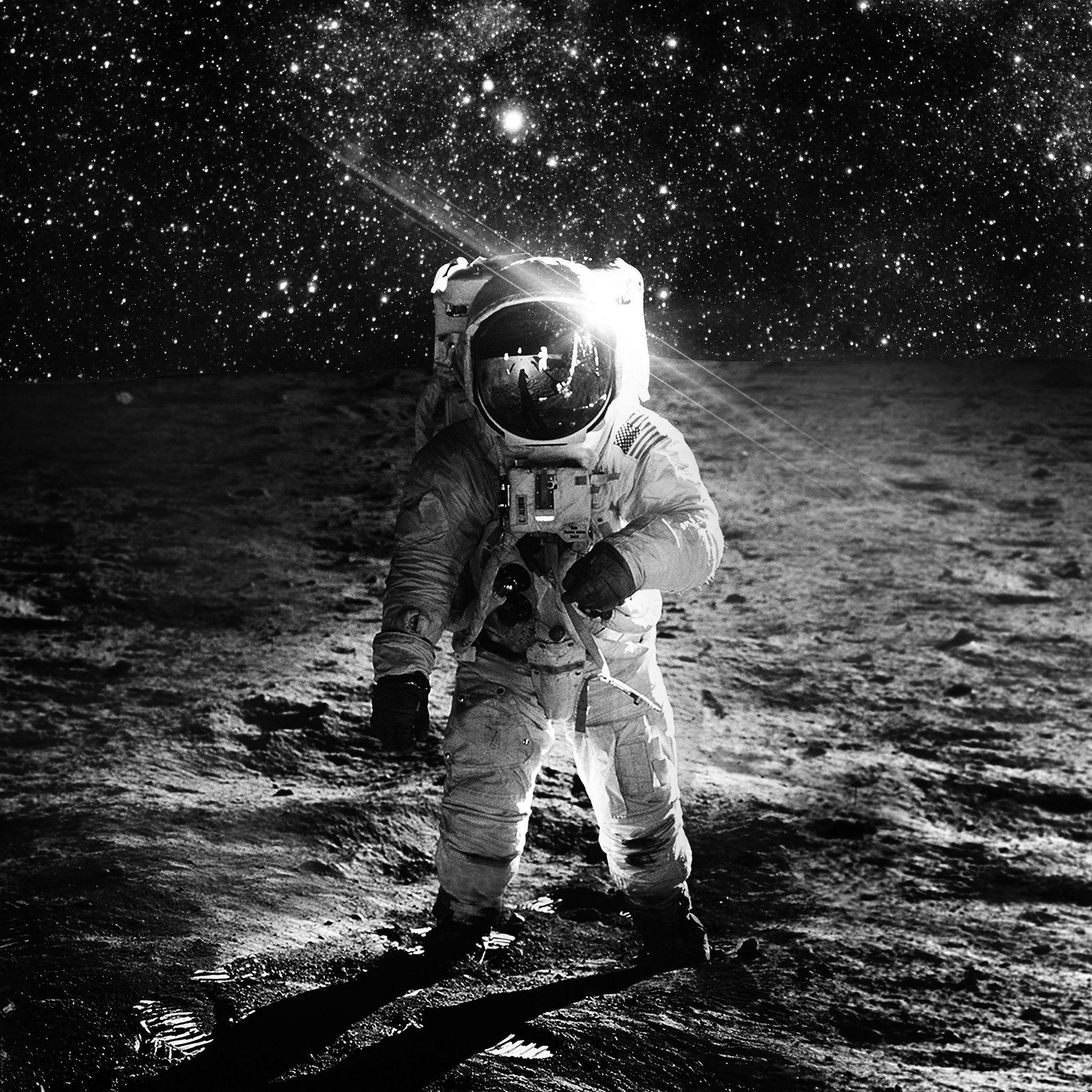 Astronaut Space Art Moon Dark Bw iPad Air Wallpaper Free Download