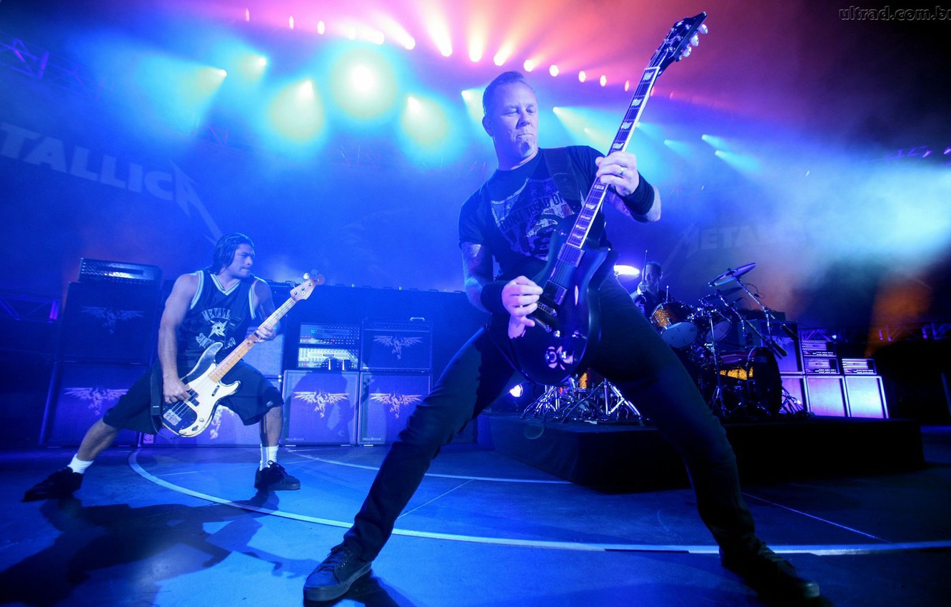 Wallpaper guitar, concert, metal, rock, metal, rock, Metallica, James Hetfield, Robert Trujillo, James Hetfield, Metalika image for desktop, section музыка