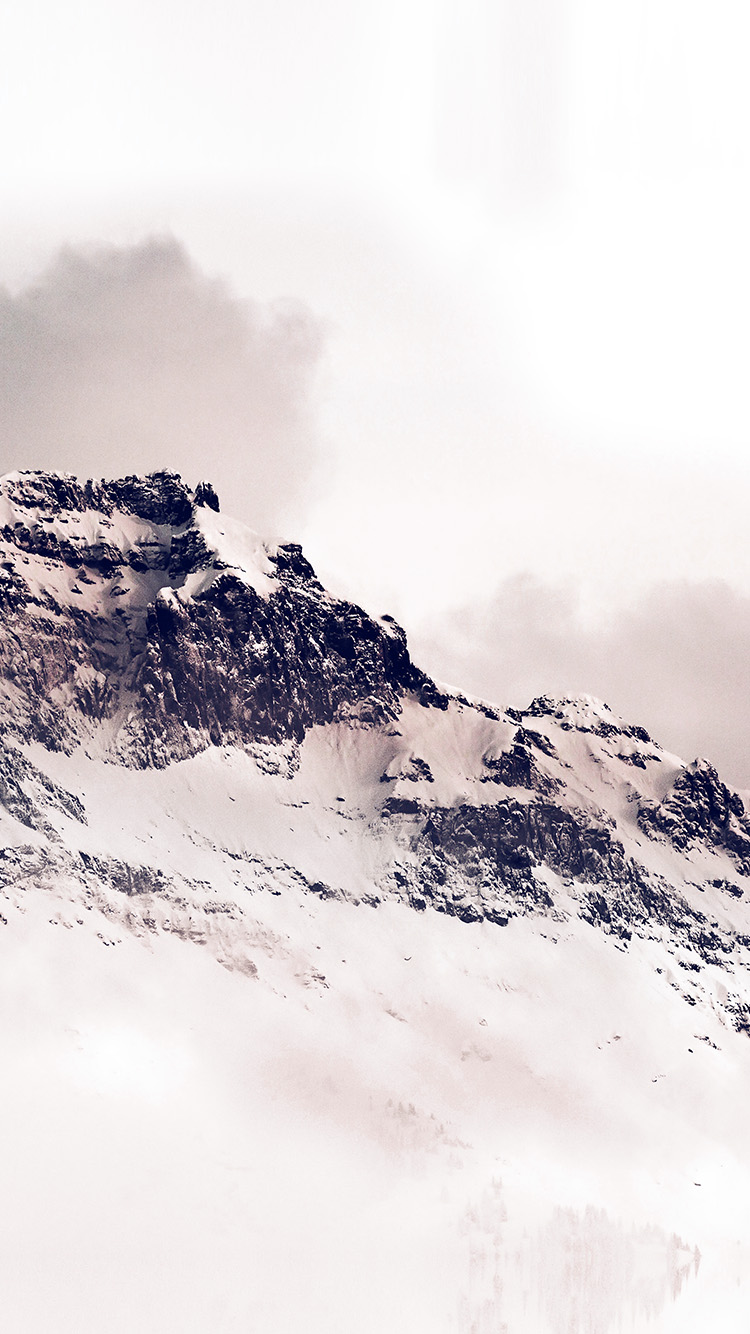 Mountain White Snow Winter Minimal Red Wallpaper