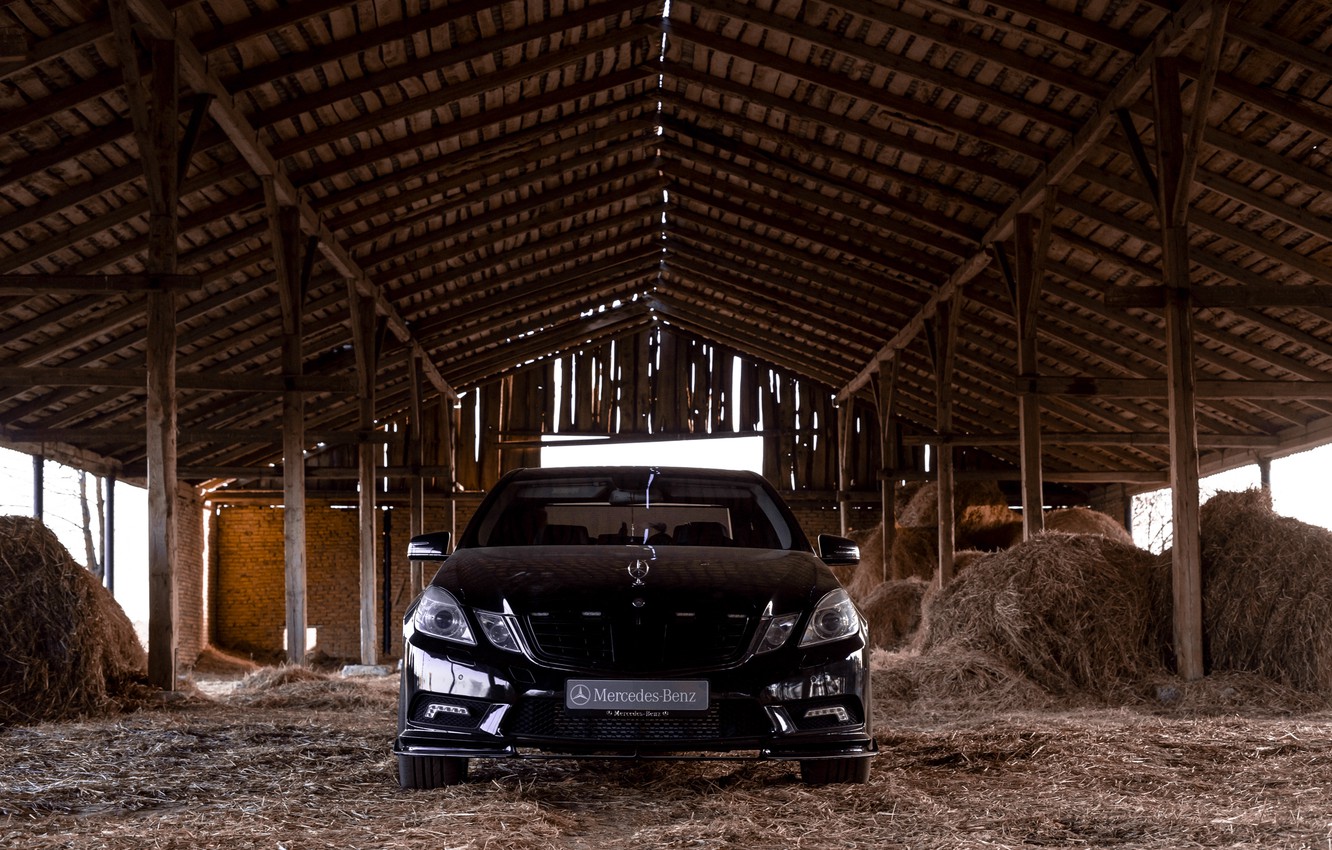 Wallpaper black, garage, hay, the barn, mercedes, black, 212, vossen, vossen wheels, w212, mercedes e, mercedes w212 image for desktop, section mercedes