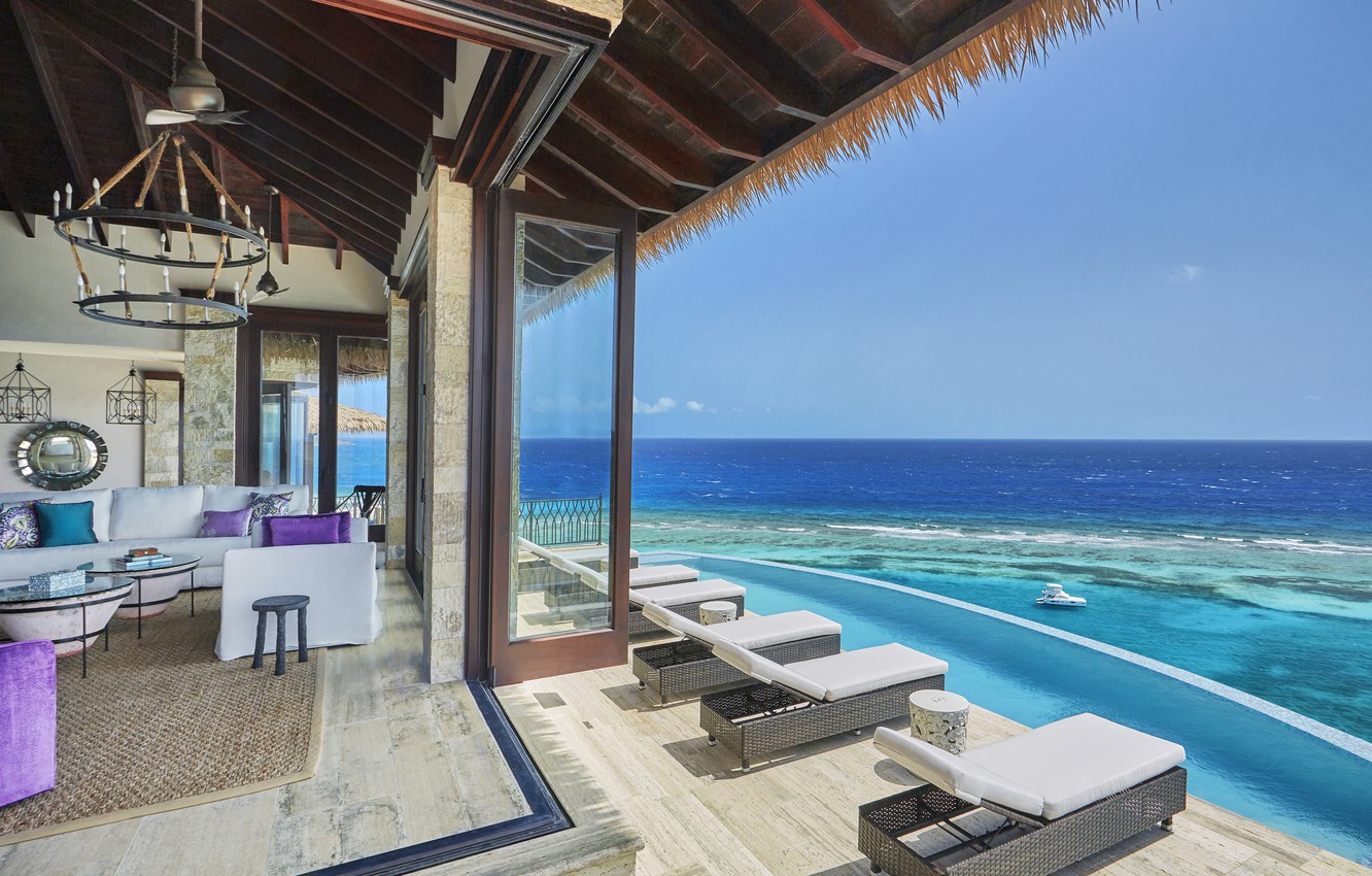 Wallpaper Villa, interior, pool, terrace, Luxury Villa image for desktop, section интерьер
