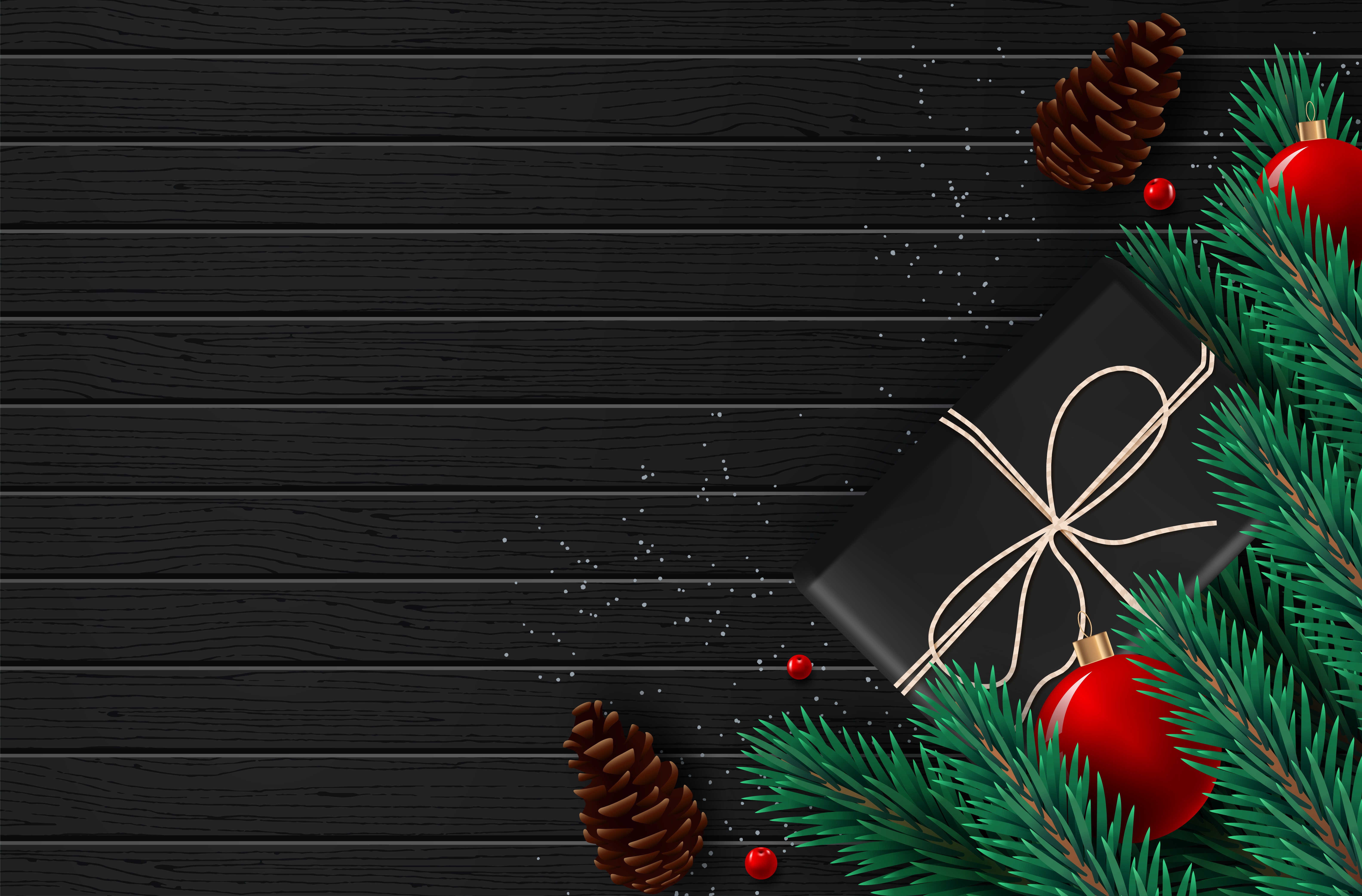 Holidays, Christmas, Vector Graphics, Branches, Balls, Bowknot HD Wallpaper