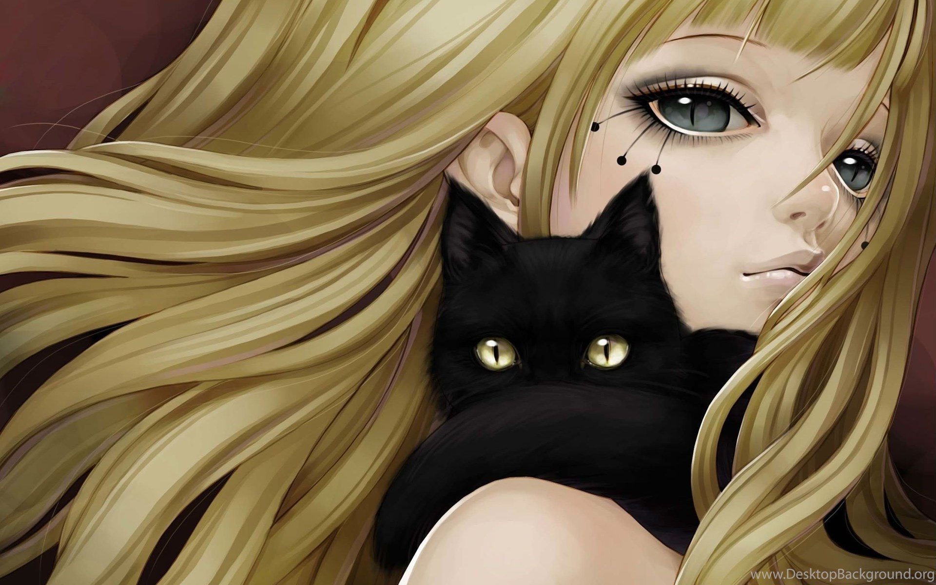 Original Anime Girl Cat Wallpaper Desktop Background