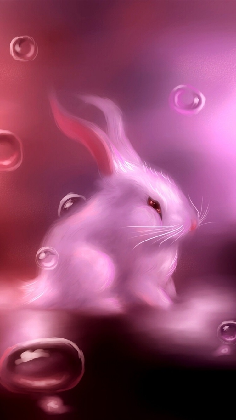 Art Watercolor, Pink Rabbit 750x1334 IPhone 8 7 6 6S Wallpaper, Background, Picture, Image