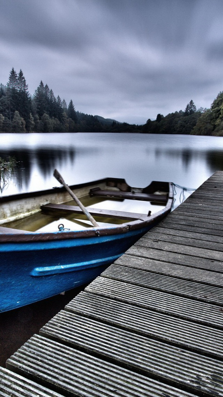 Calm Forest Lake Dock Row Boat iPhone 6 Wallpaper HD Wallpaper For iPhone