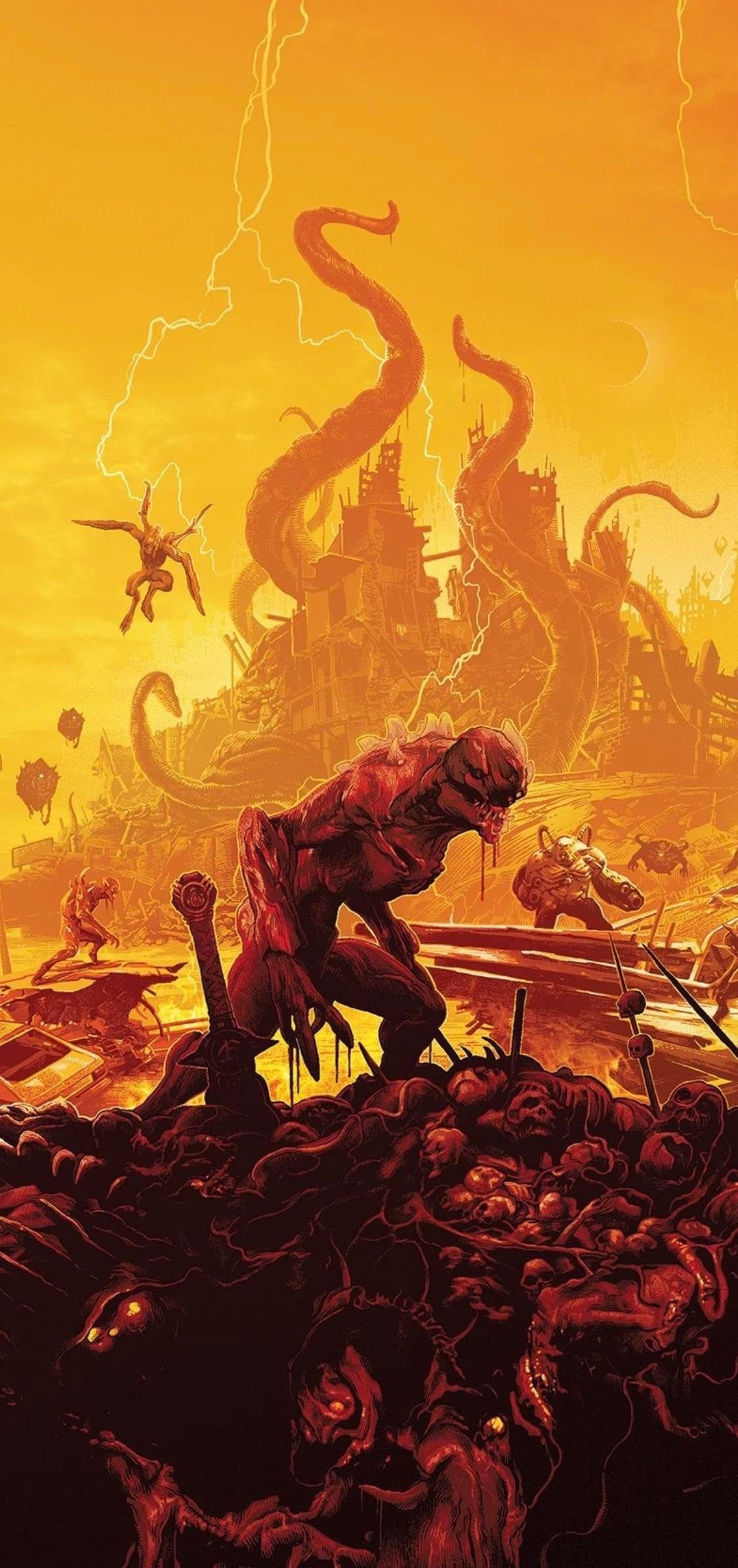 Doom Eternal. Smart Phone Wallpaper kphonewallpaperreddit #iphonewallpaperreddit #redditwallpaper. Doom, Eldritch horror, Illustration