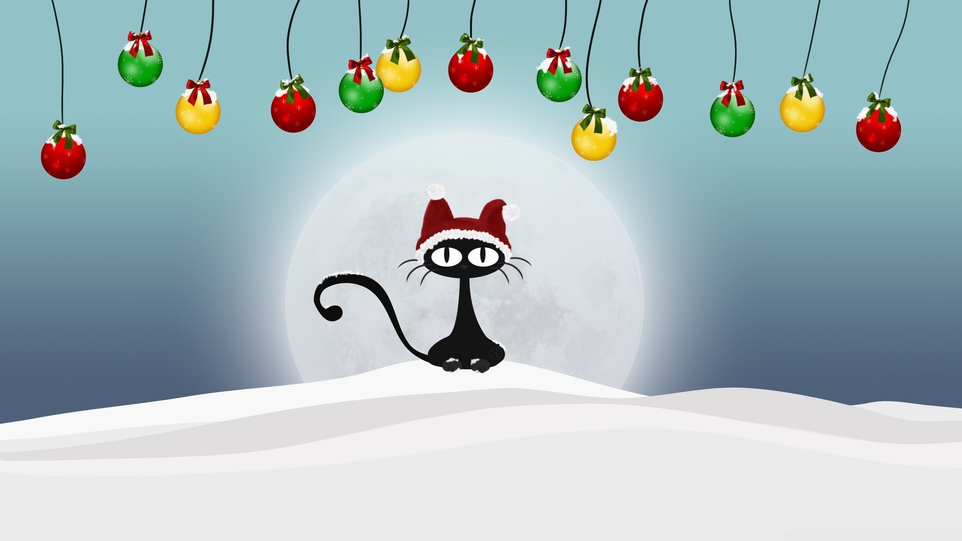 Download Christmas Retro Cat Wallpaper 1920x1080