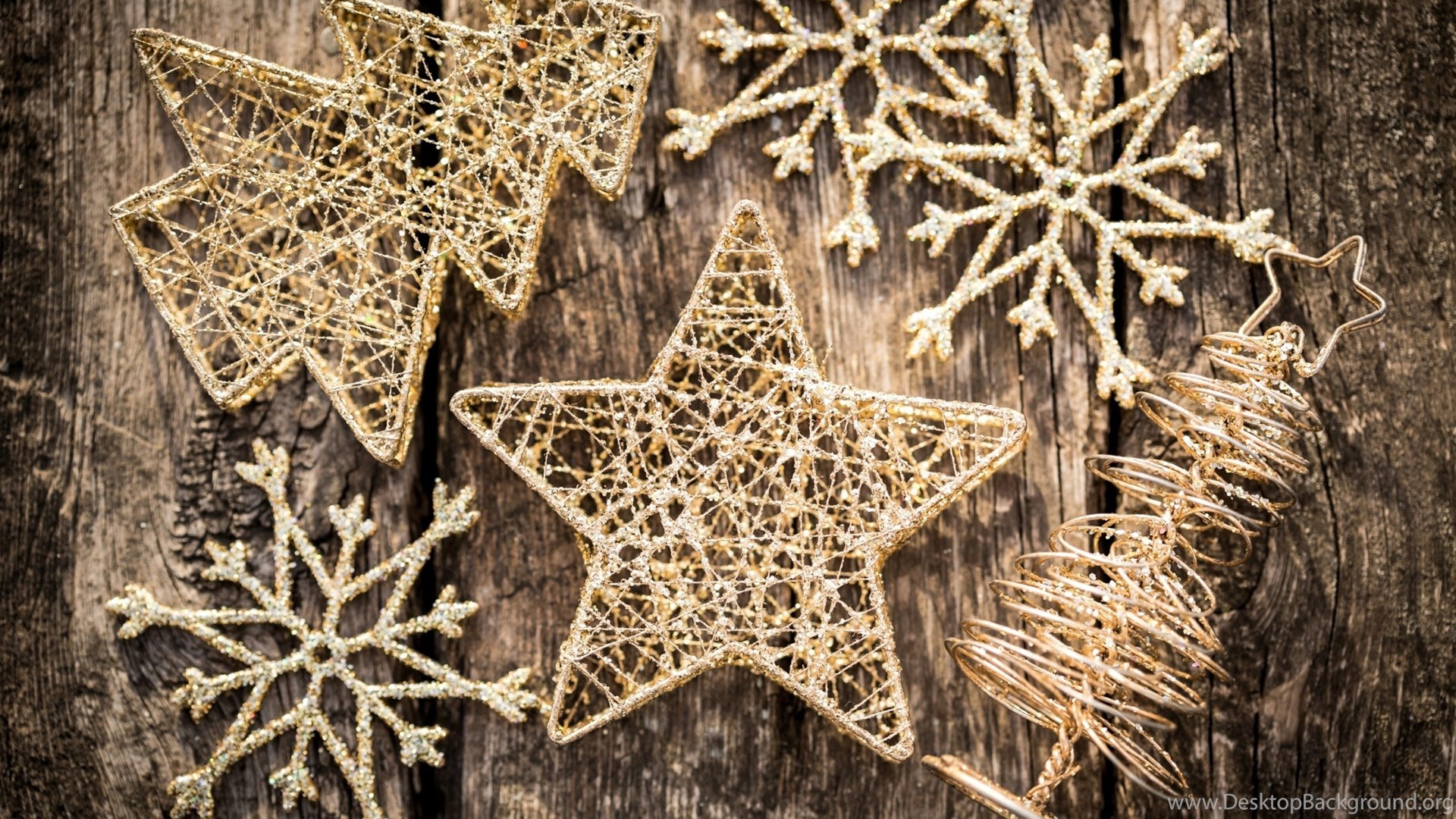 Vintage Christmas Ornaments On Wood Widescreen Wallpaper Desktop Background