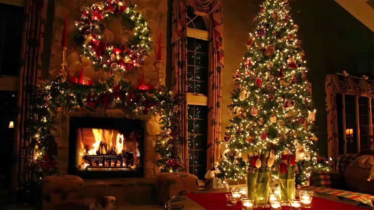 Hours of Classic Christmas Music with Fireplace and Beautiful Background [4K HD]