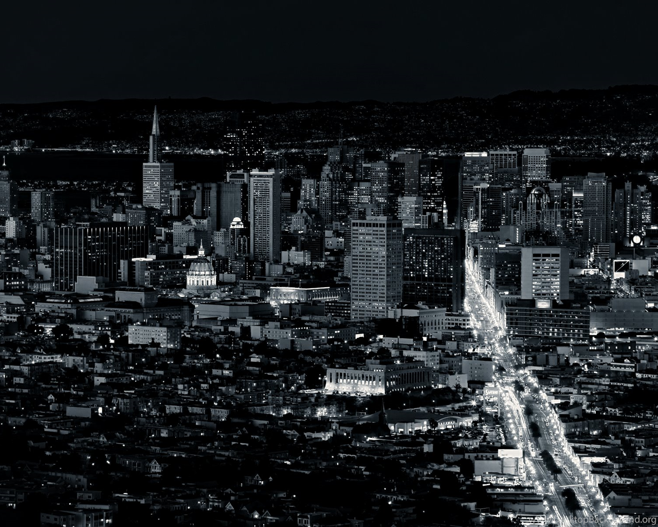 Black And White San Francisco Skyline Wallpaper
