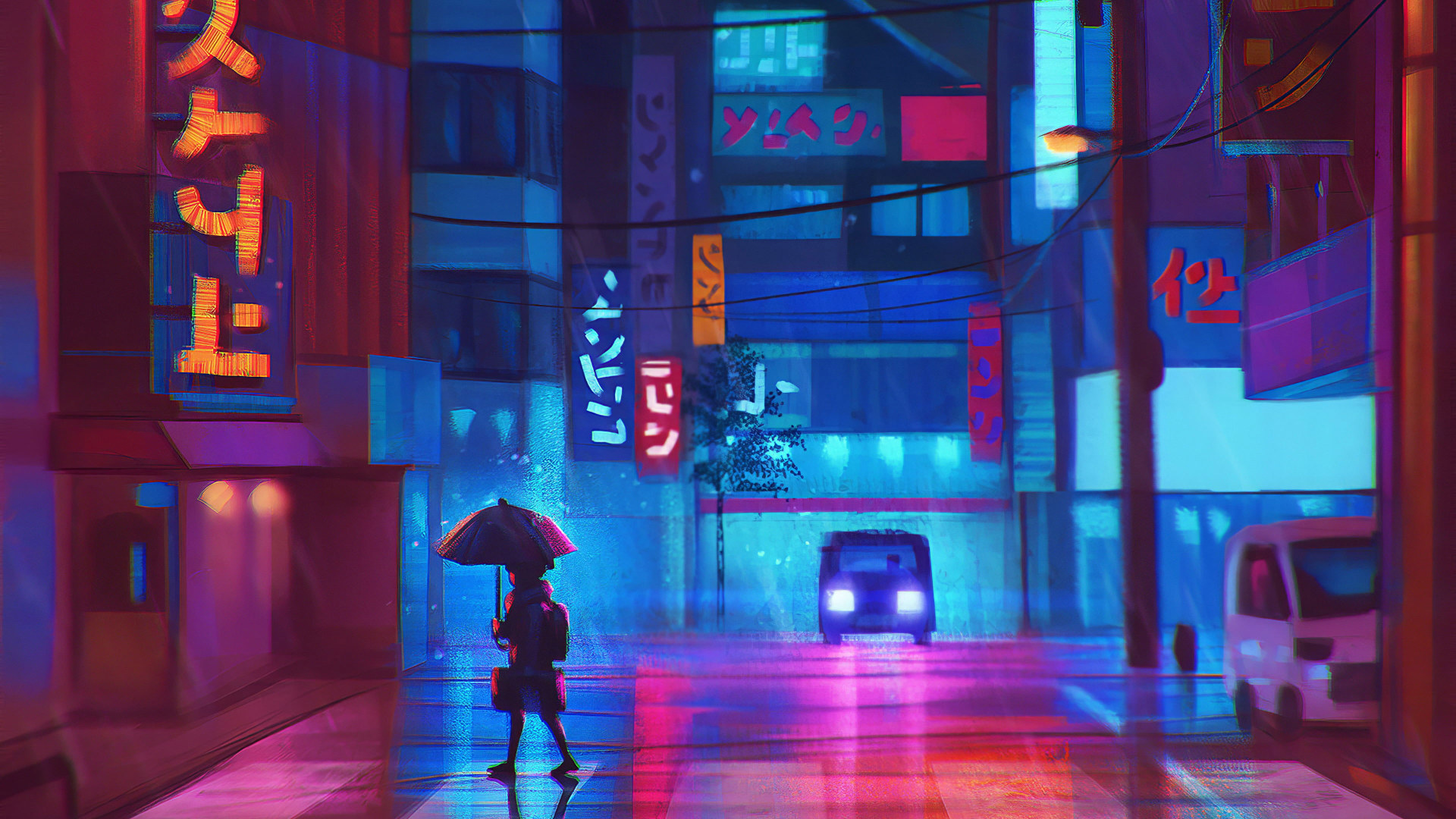 Wallpaper Anime, Landscape, Neon, Colorful • Wallpaper For You HD Wallpaper For Desktop & Mobile