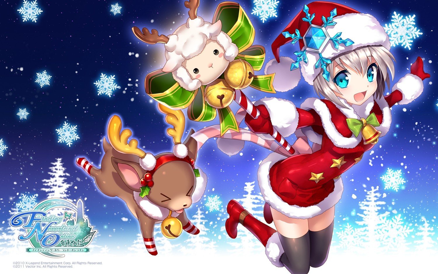 Wallpaper, 1500x938 px, anime, Christmas, Finding Neverland Online, Santa costume 1500x938