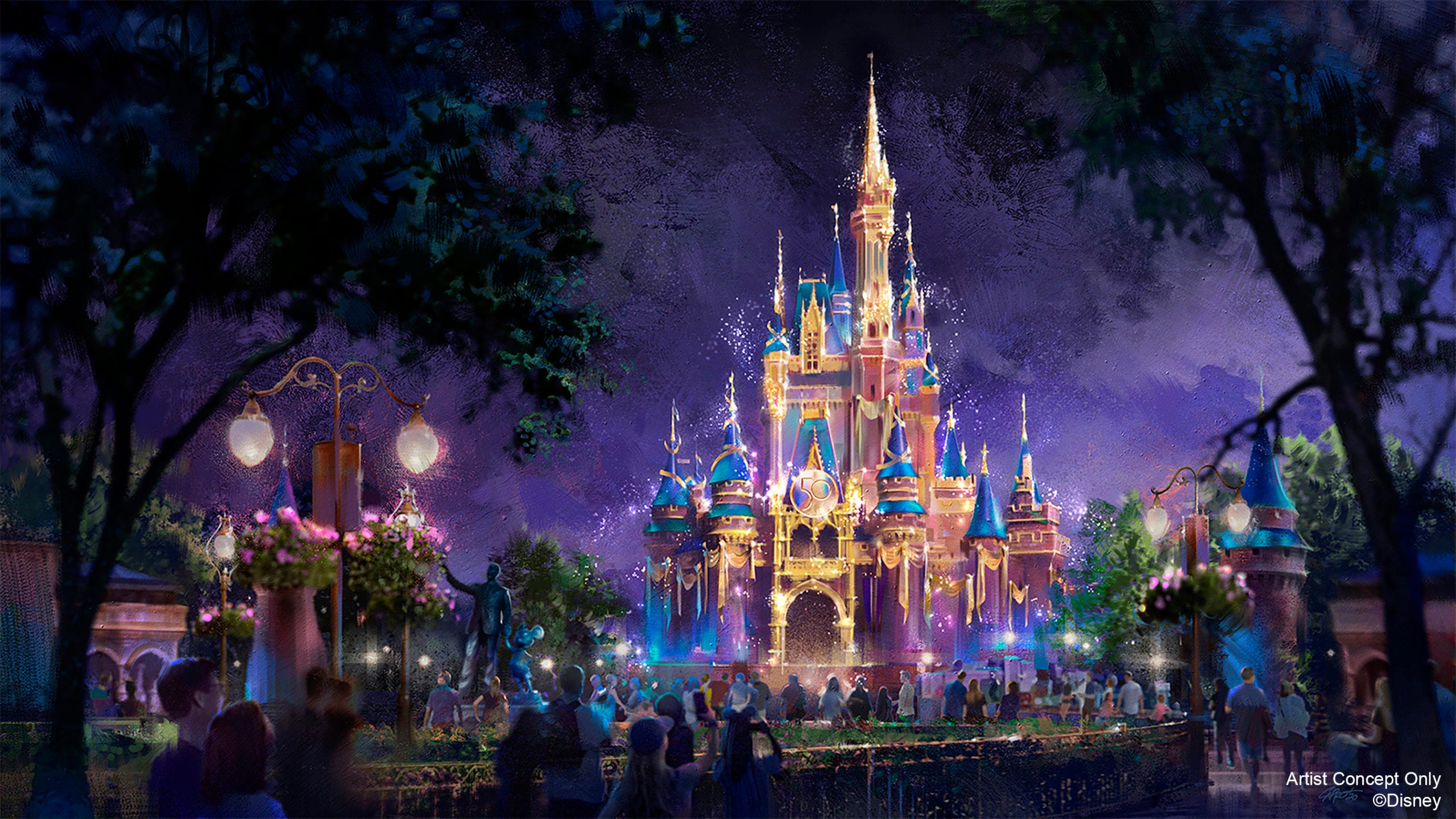 Mickey's flashy dress, glowing castle to mark Disney World 50th