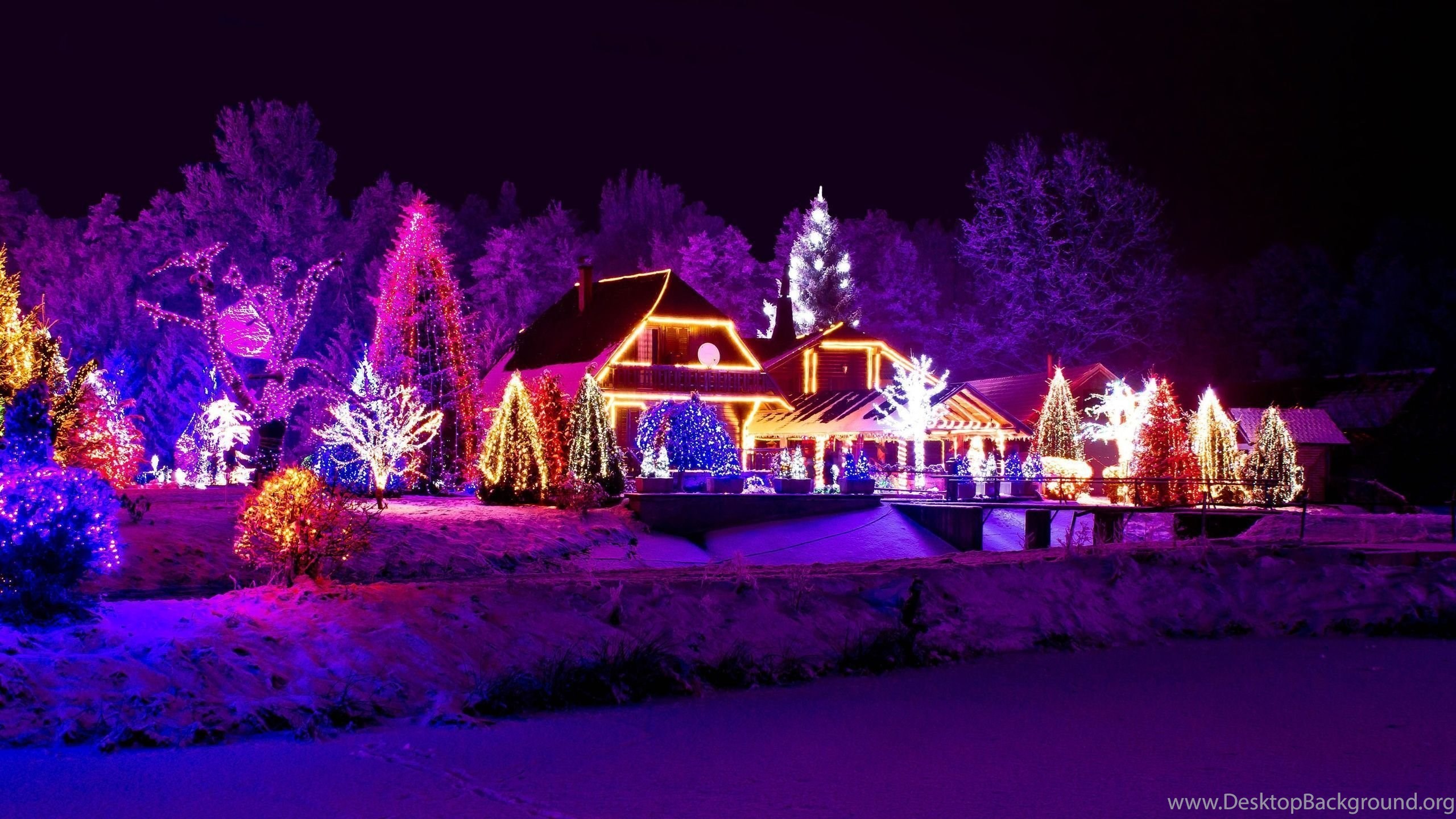 Beautiful Christmas Night City Lights Desktop Background