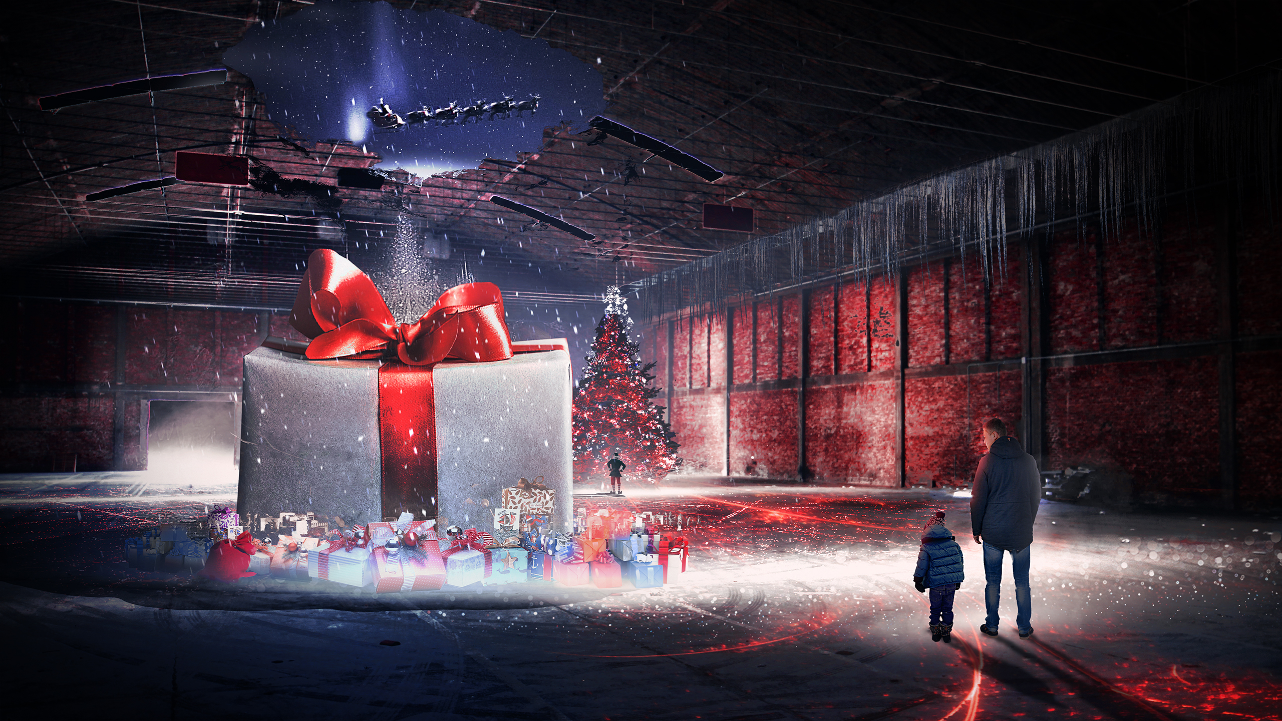 #Father, #Huge gift, #Xmas gift, #Son, #Christmas night. Mocah HD Wallpaper