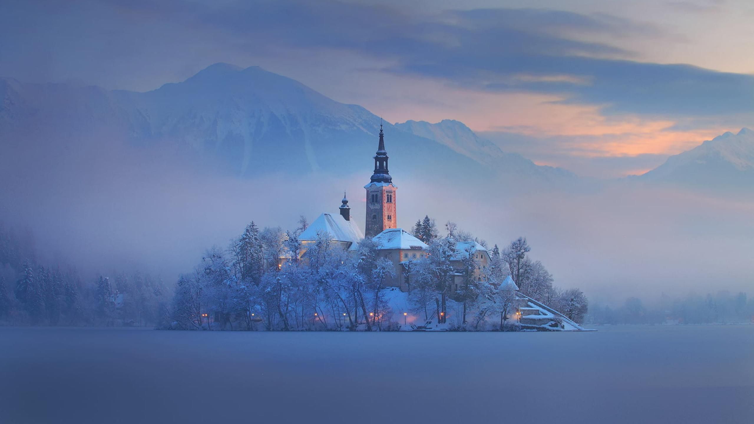 Lake Bled Wallpaper Winter