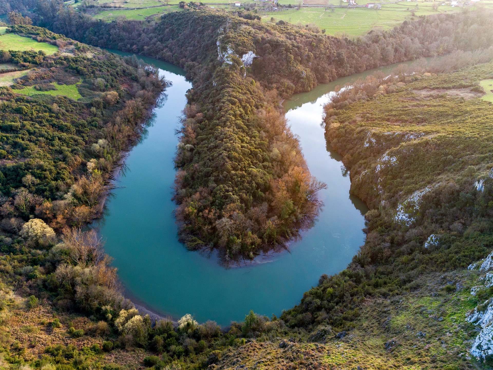Spain, Asturias, Oviedo, Bend River, Village 750x1334 IPhone 8 7 6 6S Wallpaper, Background, Picture, Image