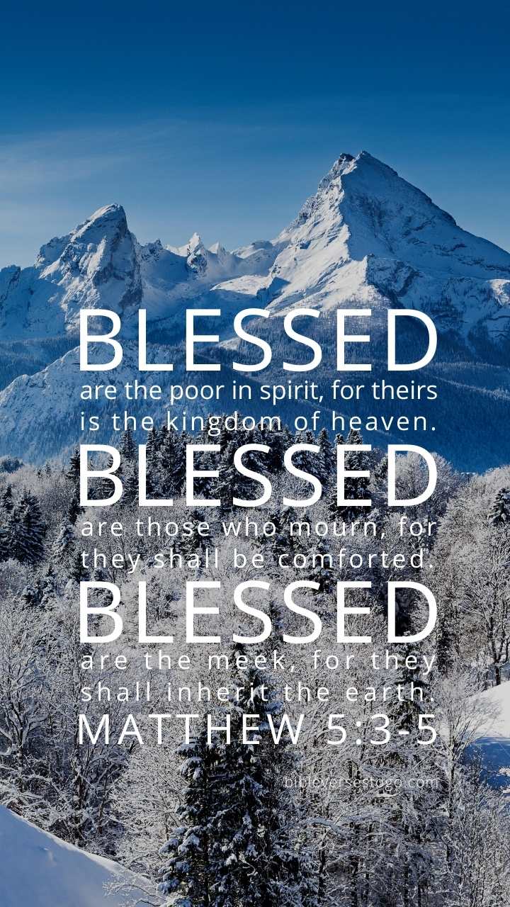 Winter Mountains Matthew 5:3 5 Phone Wallpaper Verses To Go