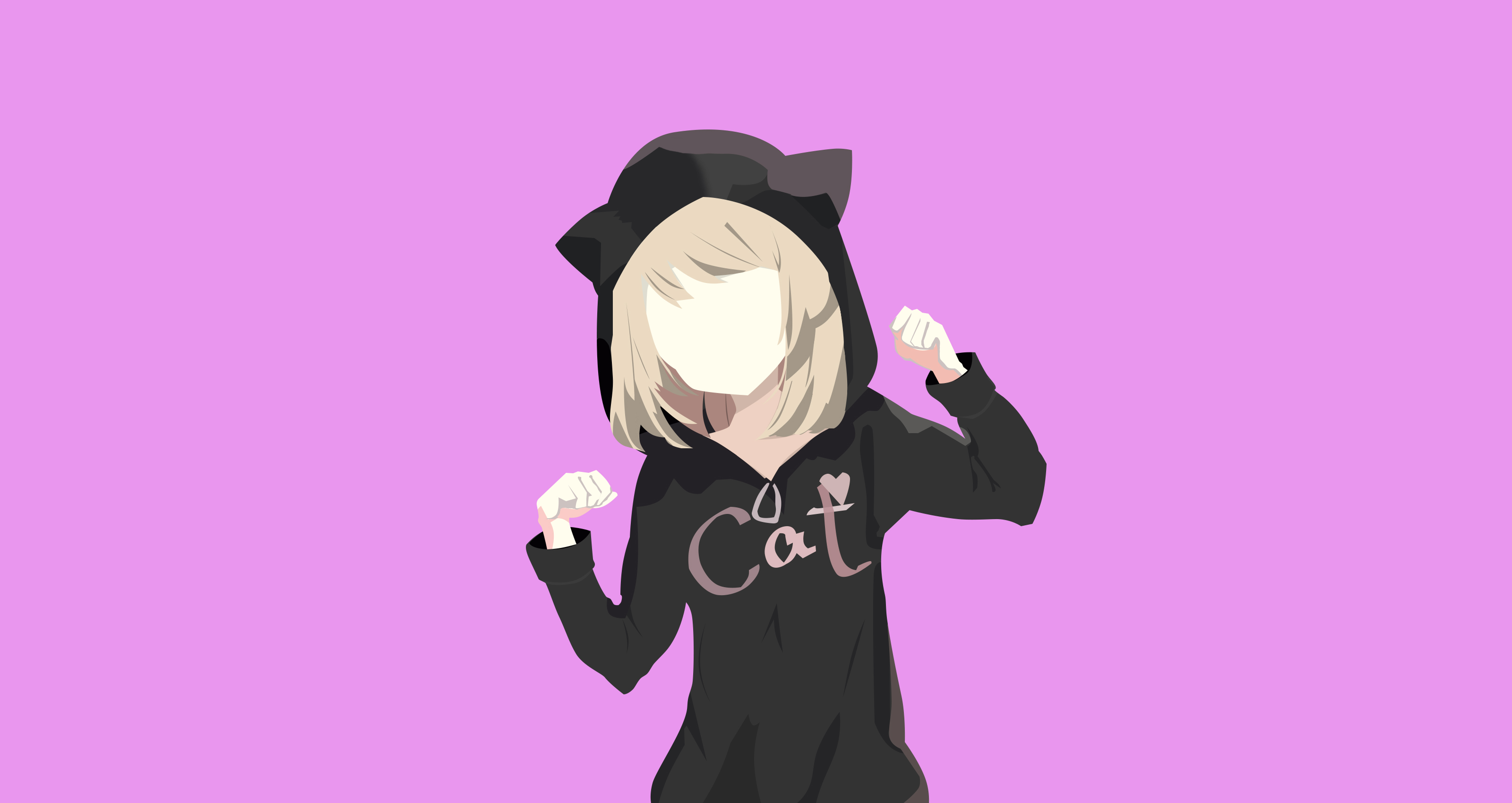 Neko chan. Flat desain no watermark HD Wallpaper