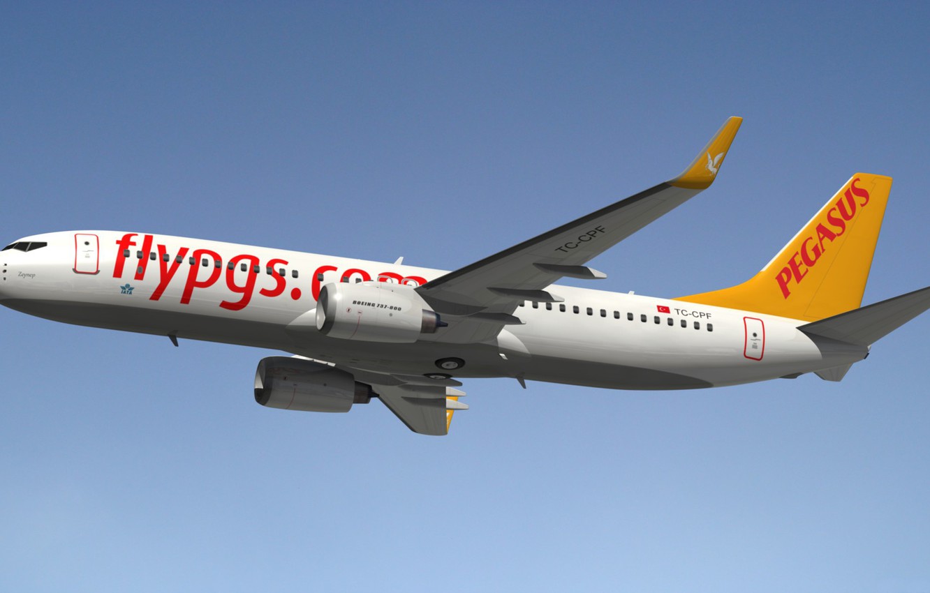 Wallpaper Model, Blender3D, Pegasus Airlines, Boeing 737 800 Image For Desktop, Section авиация