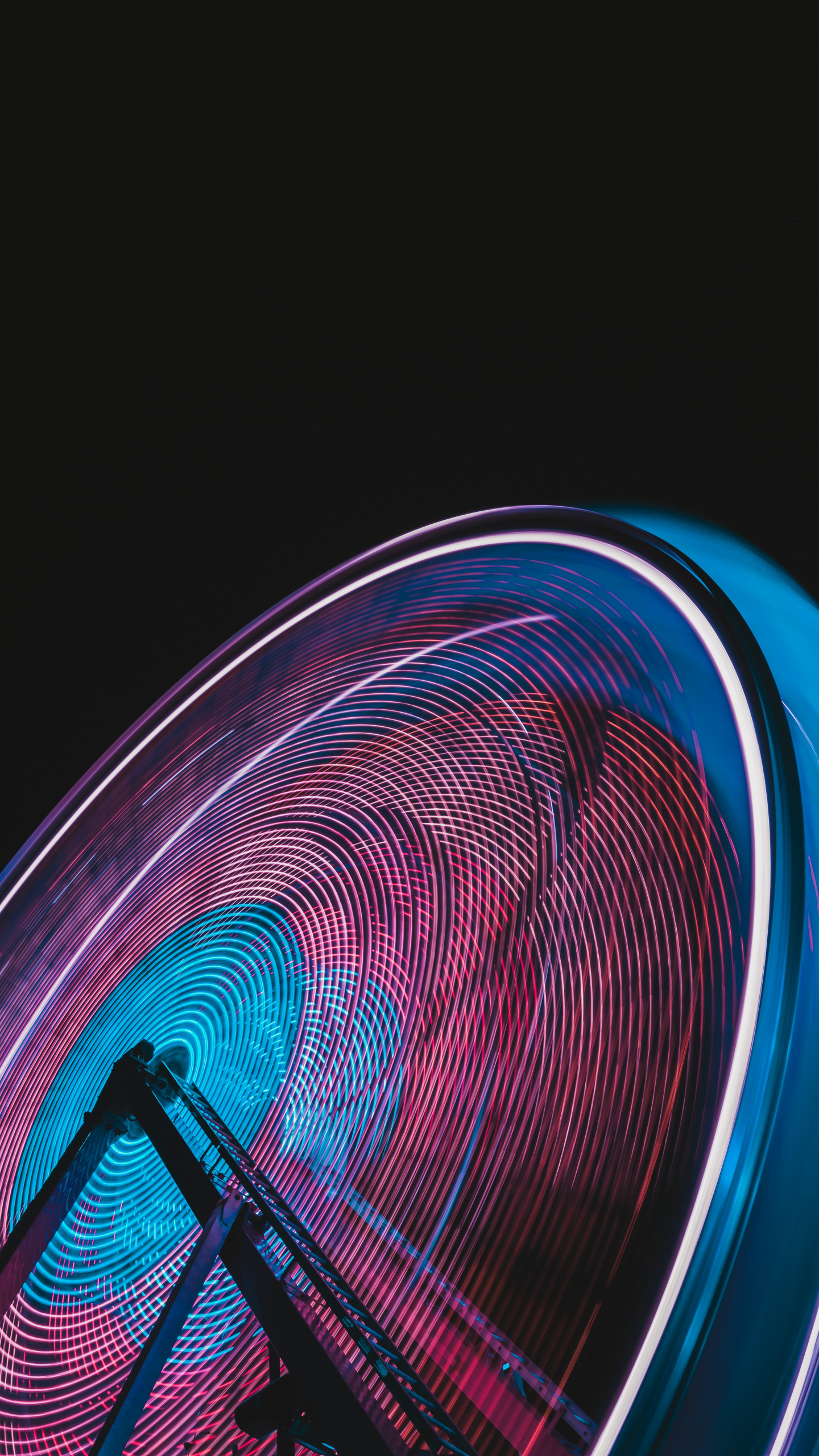 Download Ferris wheel, night, motion blur wallpaper, 1440x2560, QHD Samsung Galaxy S6, S7, Edge, Note, LG G4