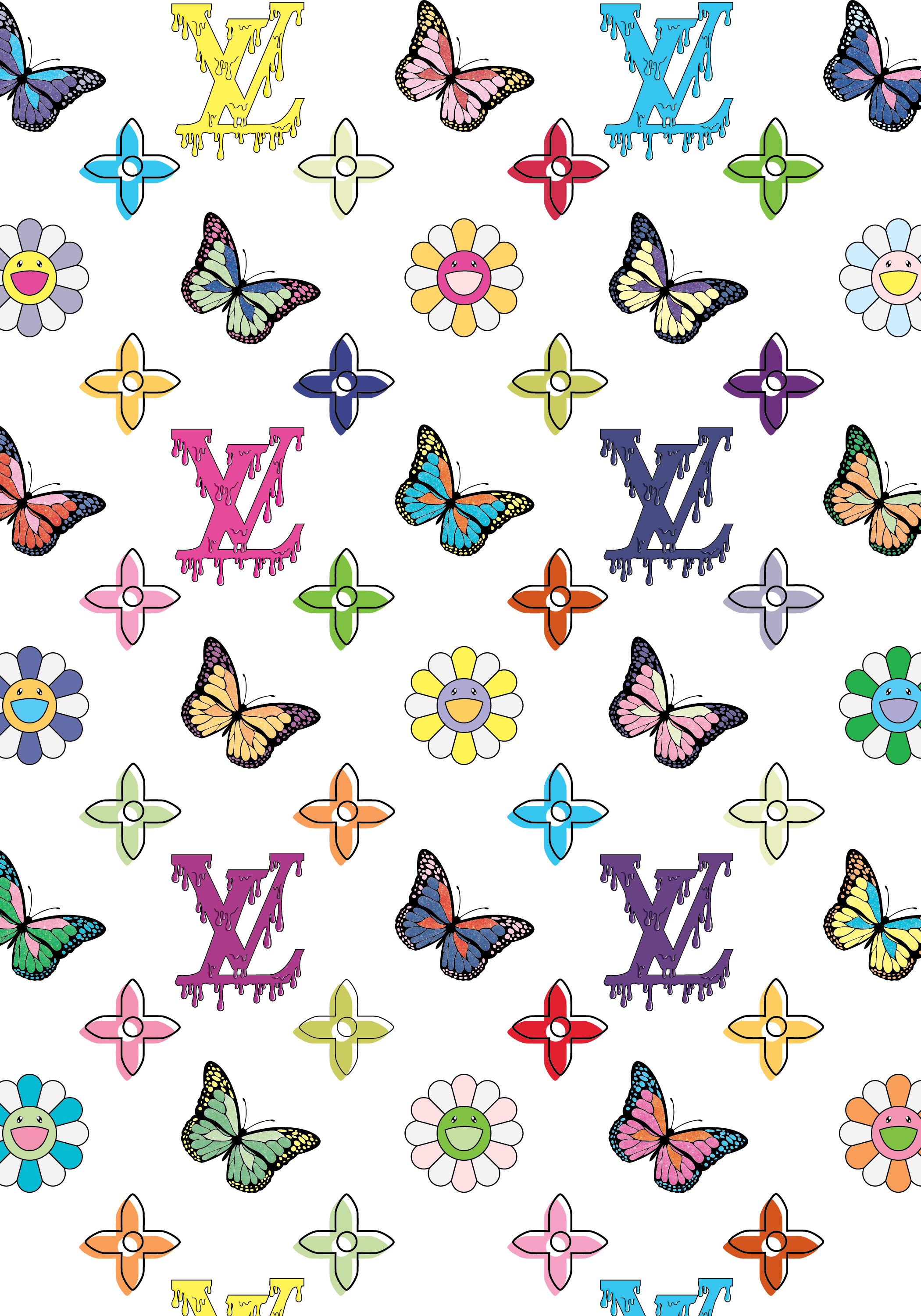 Download Y2k LV With Butterflies Wallpaper