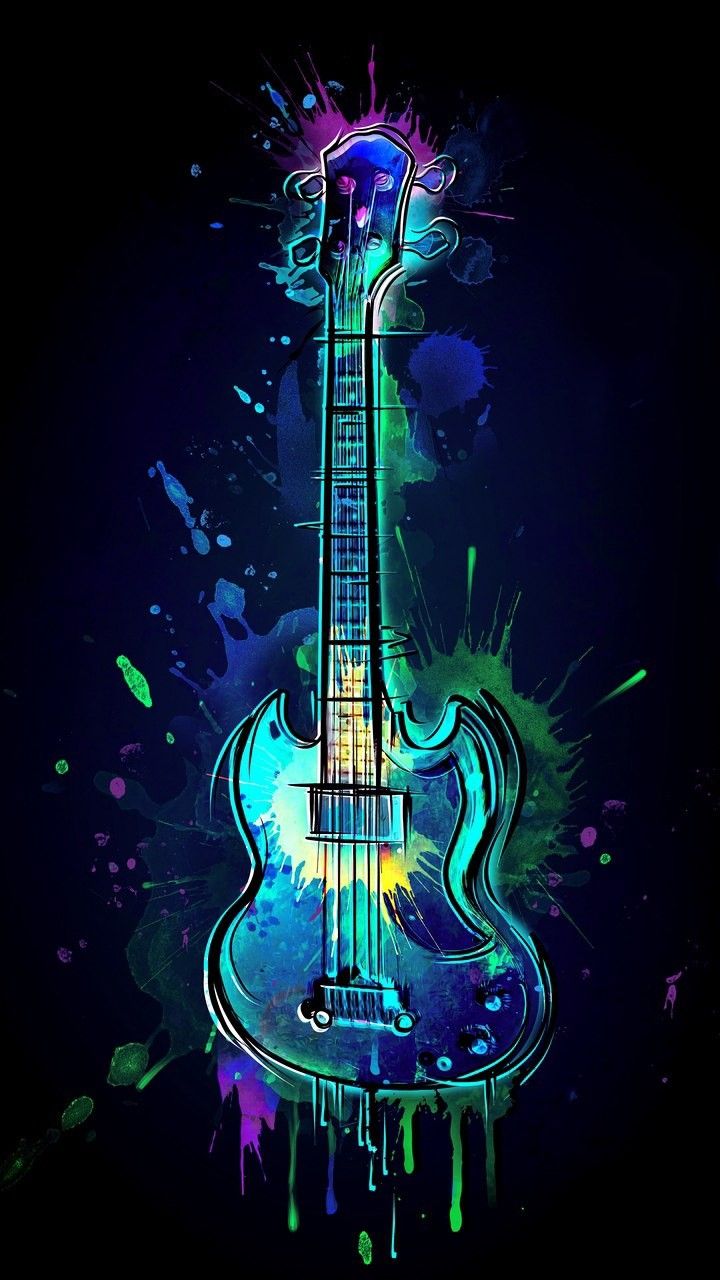 Guitar art. Guitar art painting, Guitar wall art, Neon wallpaper