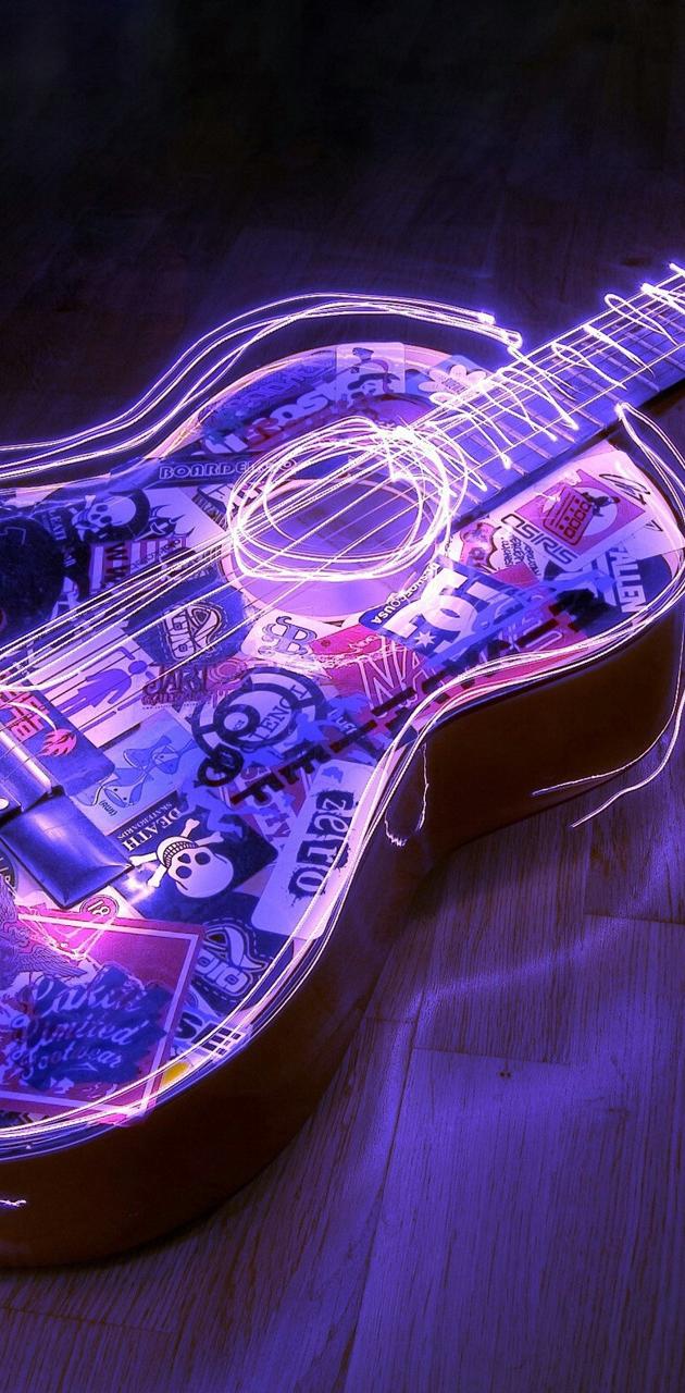 Neon guitar wallpaper