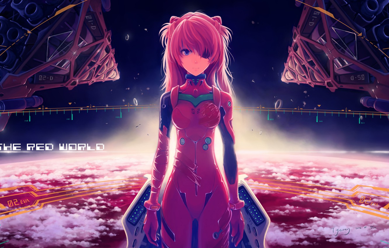 Wallpaper neon genesis evangelion, evangelion, blue eyes, asuka, asuka langley, eye patch image for desktop, section сэйнэн