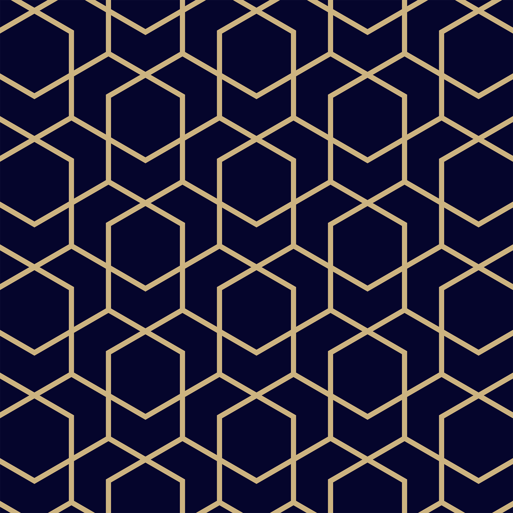 Navy and Gold Hexagon Geometric Removable Wallpaper