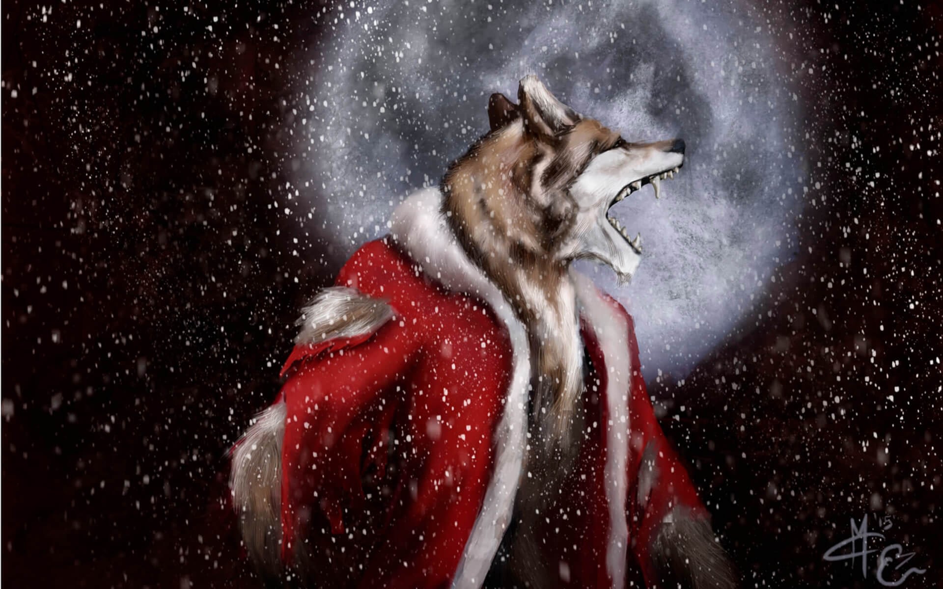 Santa Wolf Wallpaper