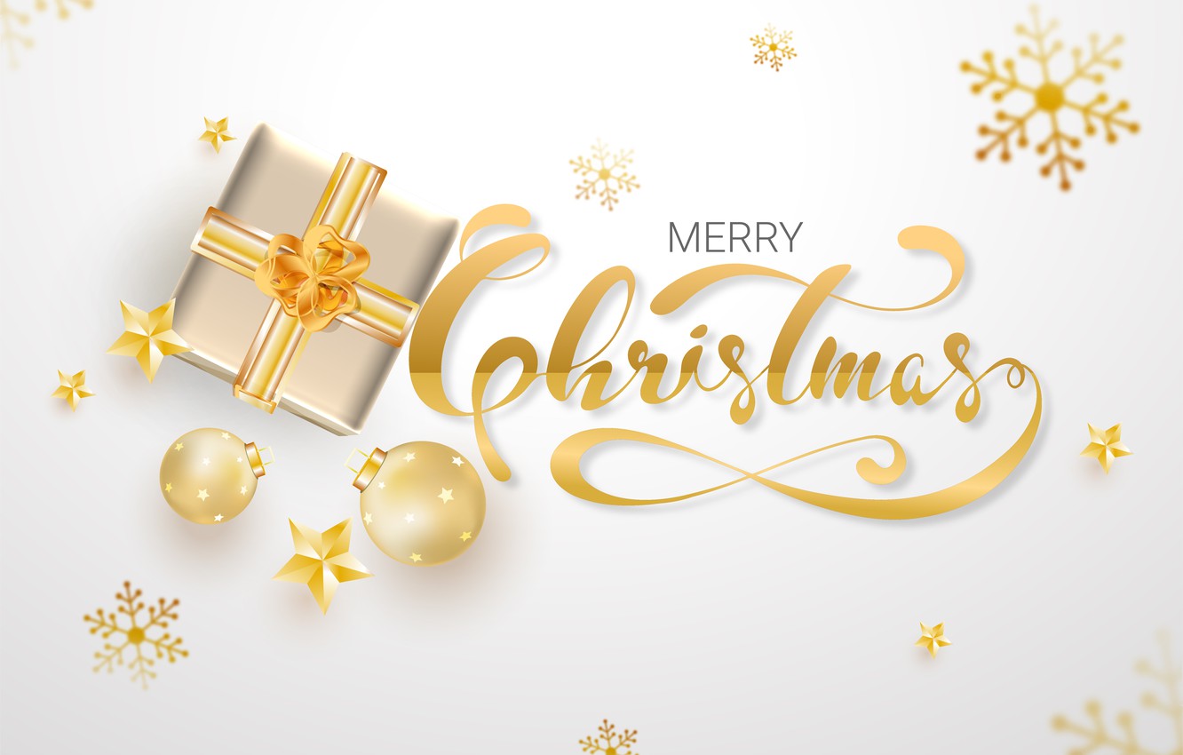Wallpaper white, snowflakes, background, gold, box, gift, Christmas image for desktop, section новый год