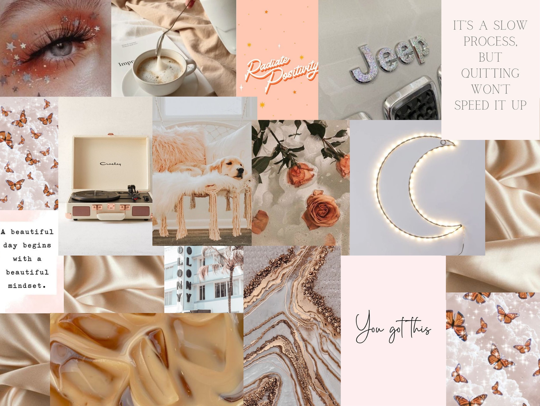 Aesthetic Neutral Pink Digital Wallpaper Collage IPad