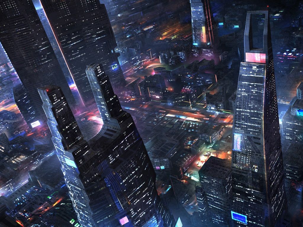 Futuristic City Night Wallpaper