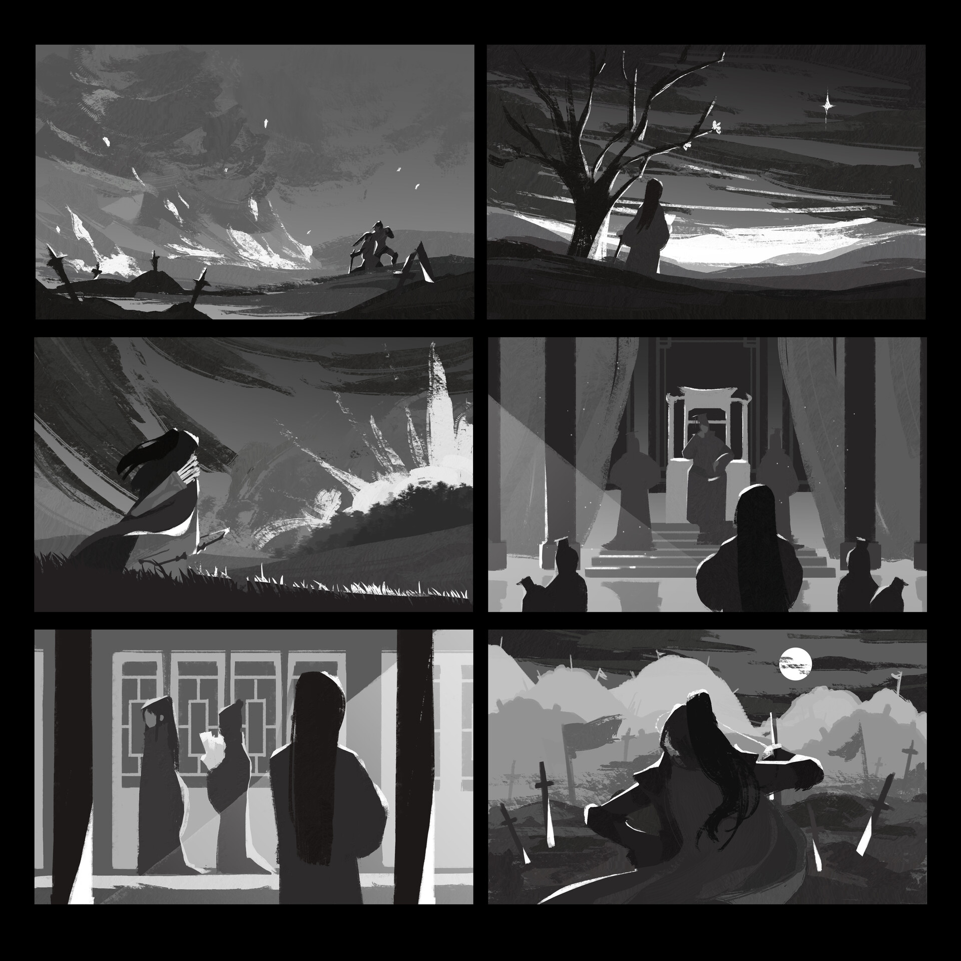Keyframe Concept / Storyboards for Chinese Novel 'Sha Po Lang', Lola Chen