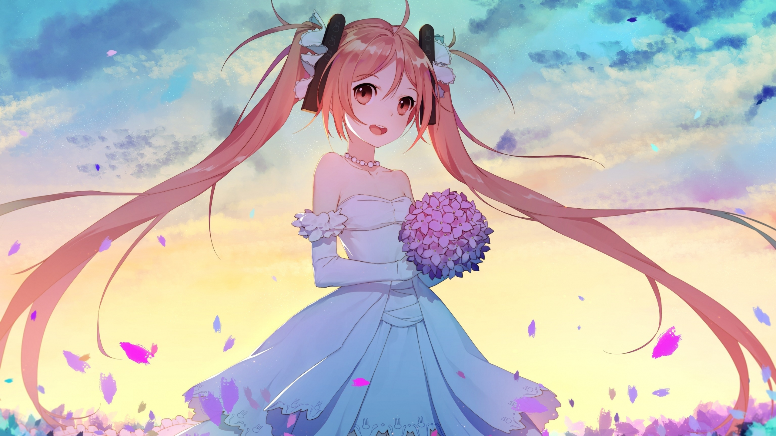 Download 2560x1440 wallpaper wedding dress, enju aihara, black bullet, cute, dual wide, widescreen 16:9, widescreen, 2560x1440 HD image, background, 7165