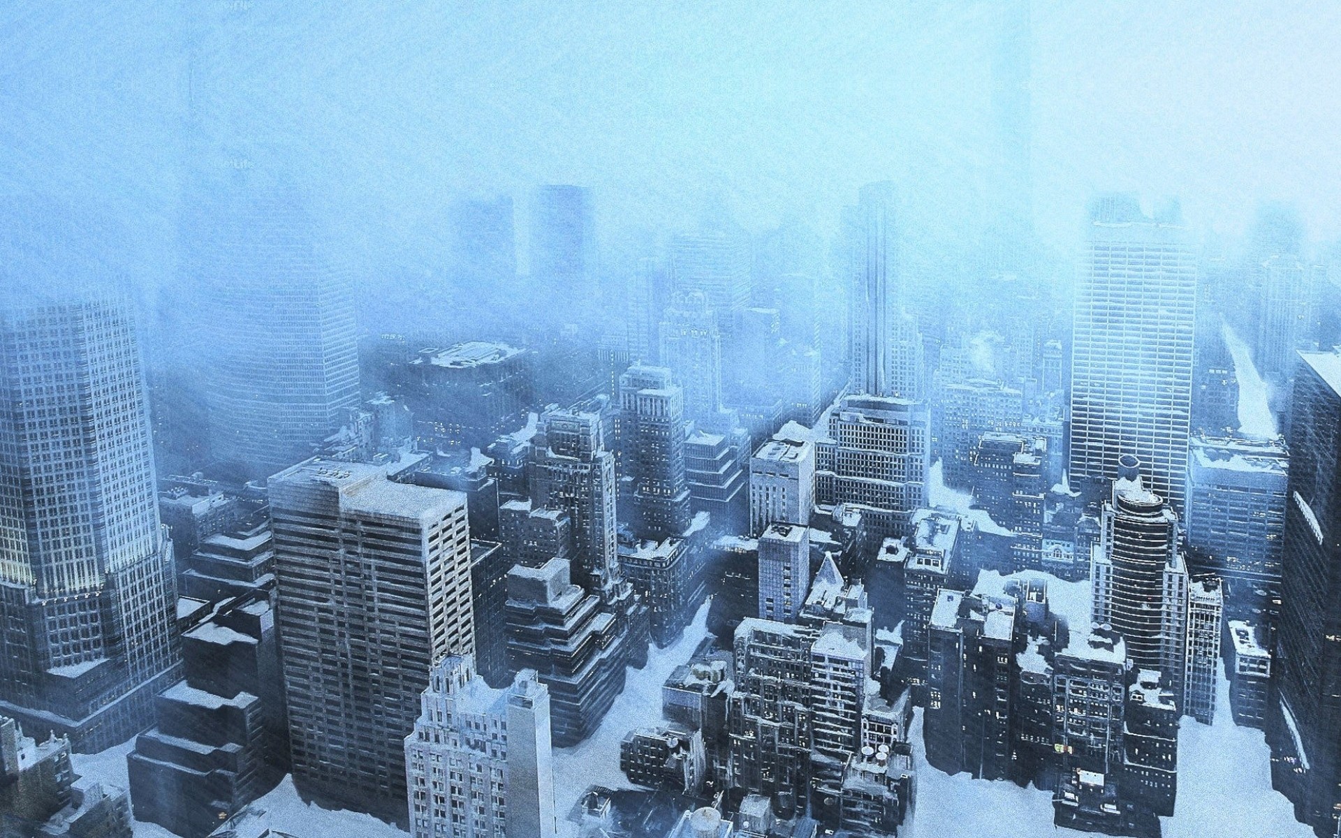 Snow falling on skyscrapers, New York City wallpaper download. Wallpaper, picture, photo