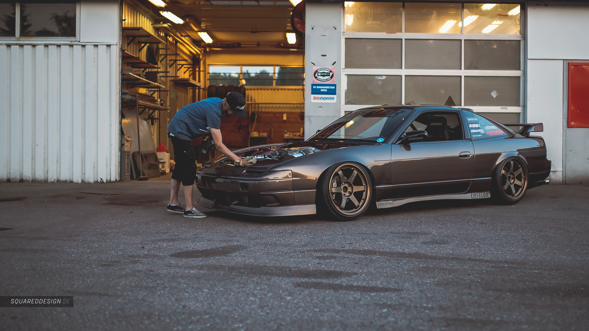 Wallpaper, Nissan, JDM, volk, Drifting, drift, 240sx, Stance, 200SX, 180SX, S13, sr20det, TE37 1920x1080