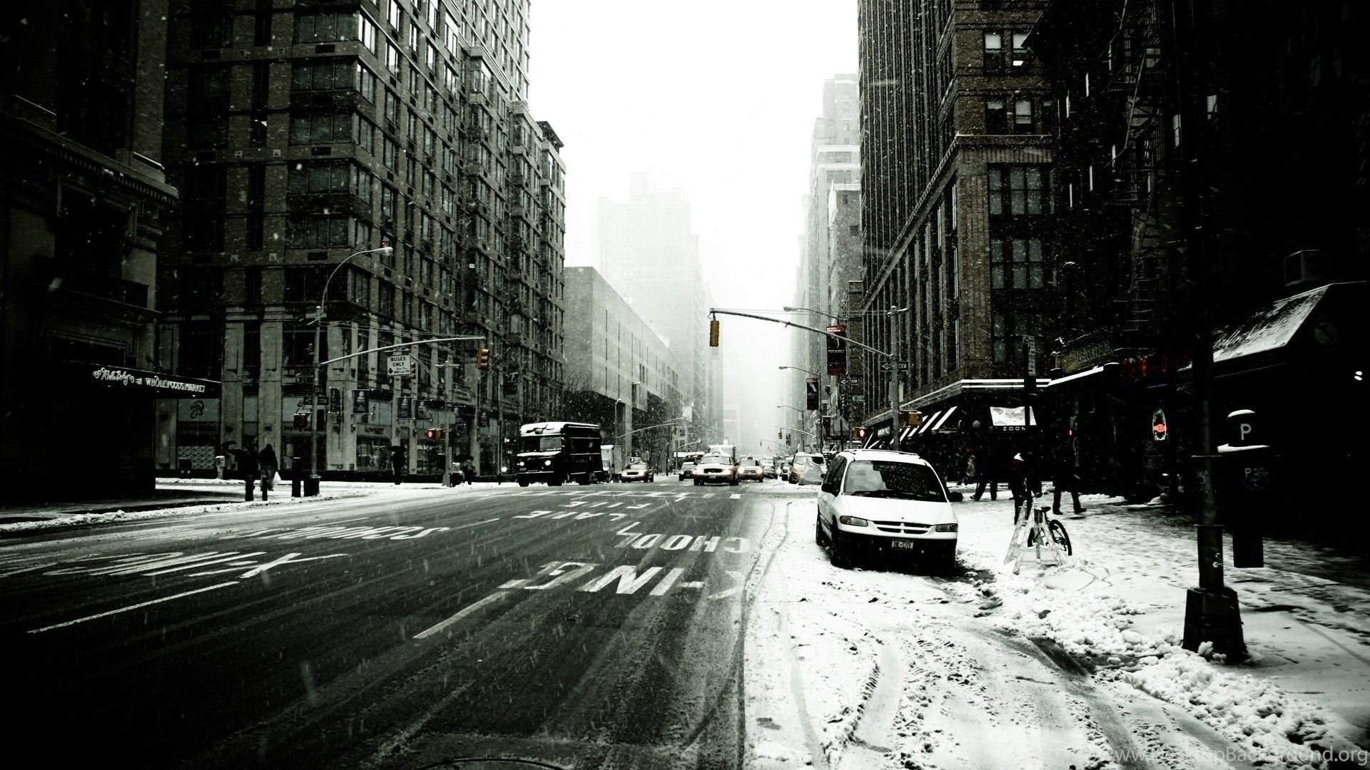 Wallpaper New York, Street, Usa, Winter, Car, Snow Desktop. Desktop Background