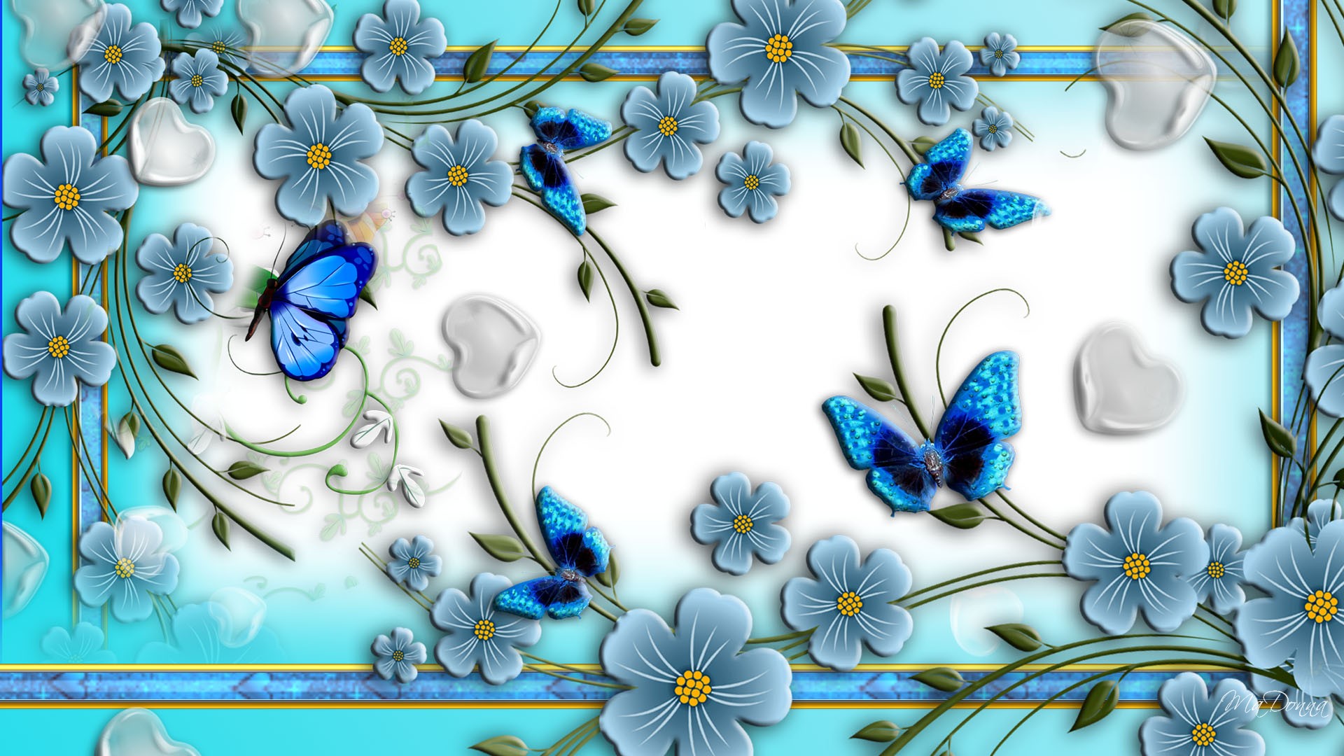 Cute 3D Butterfly Desktop Wallpaper Wedding Frame Background Png